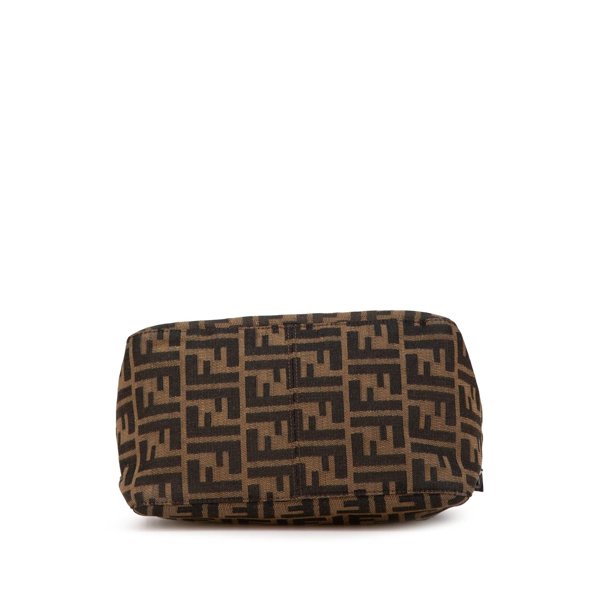 Fendi Zucca Double Shoulder Bag Canvas Flap