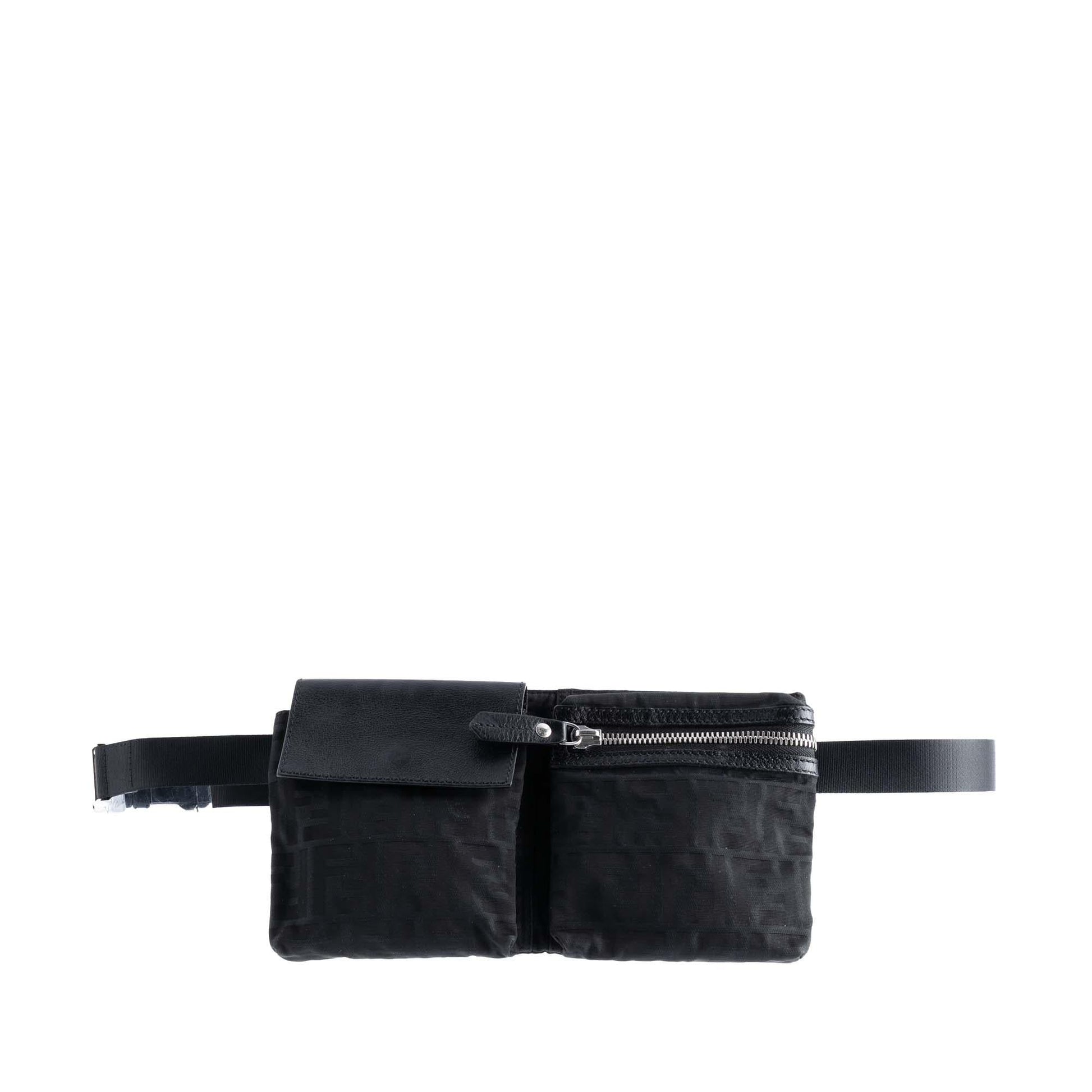 Fendi Zucca Double Pocket Belt Bag Canvas
