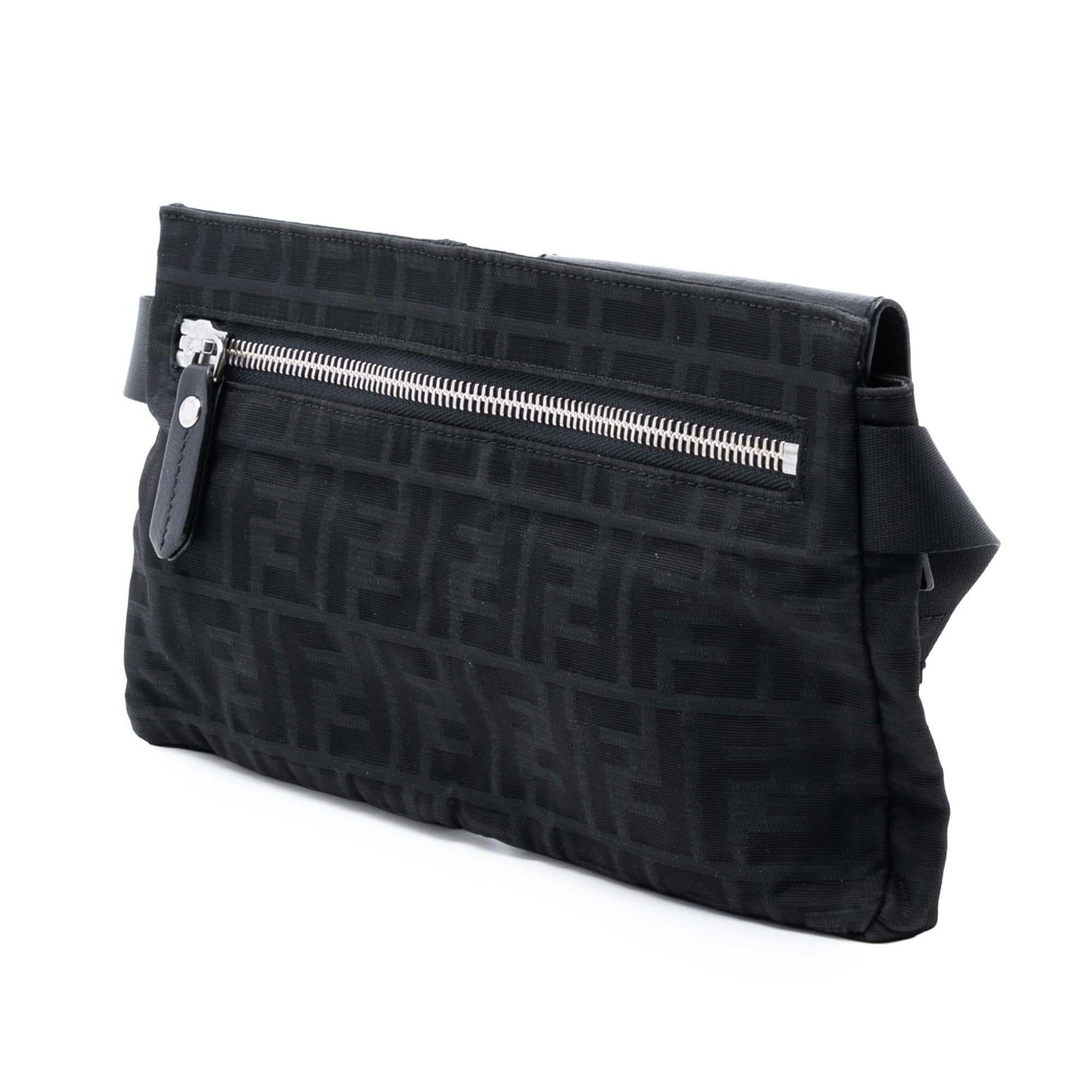 Fendi Zucca Double Pocket Belt Bag Canvas