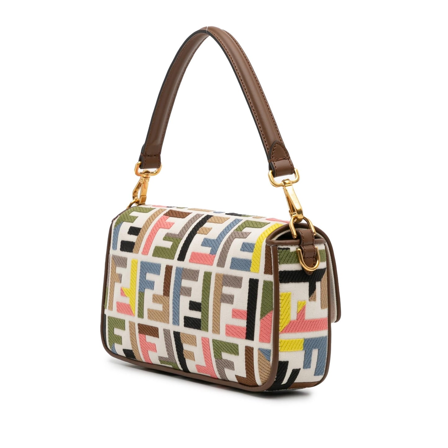 Fendi Zucca Baguette Satchel Canvas Embroidered Satchel Bag Embroidered Baguette Satchel