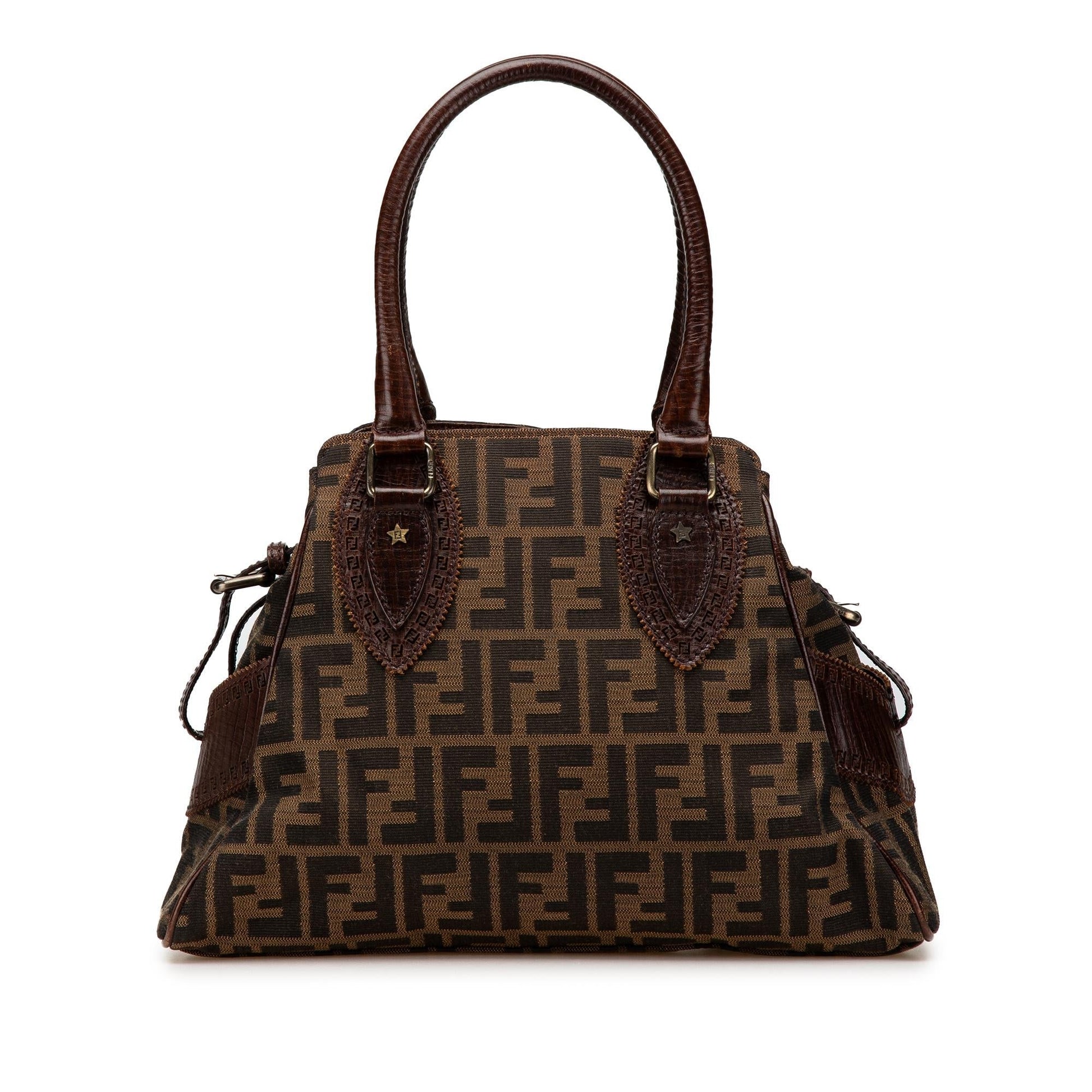 Fendi Zucca Etniko Handbag Canvas Satchel Bag Canvas Etniko Handbag
