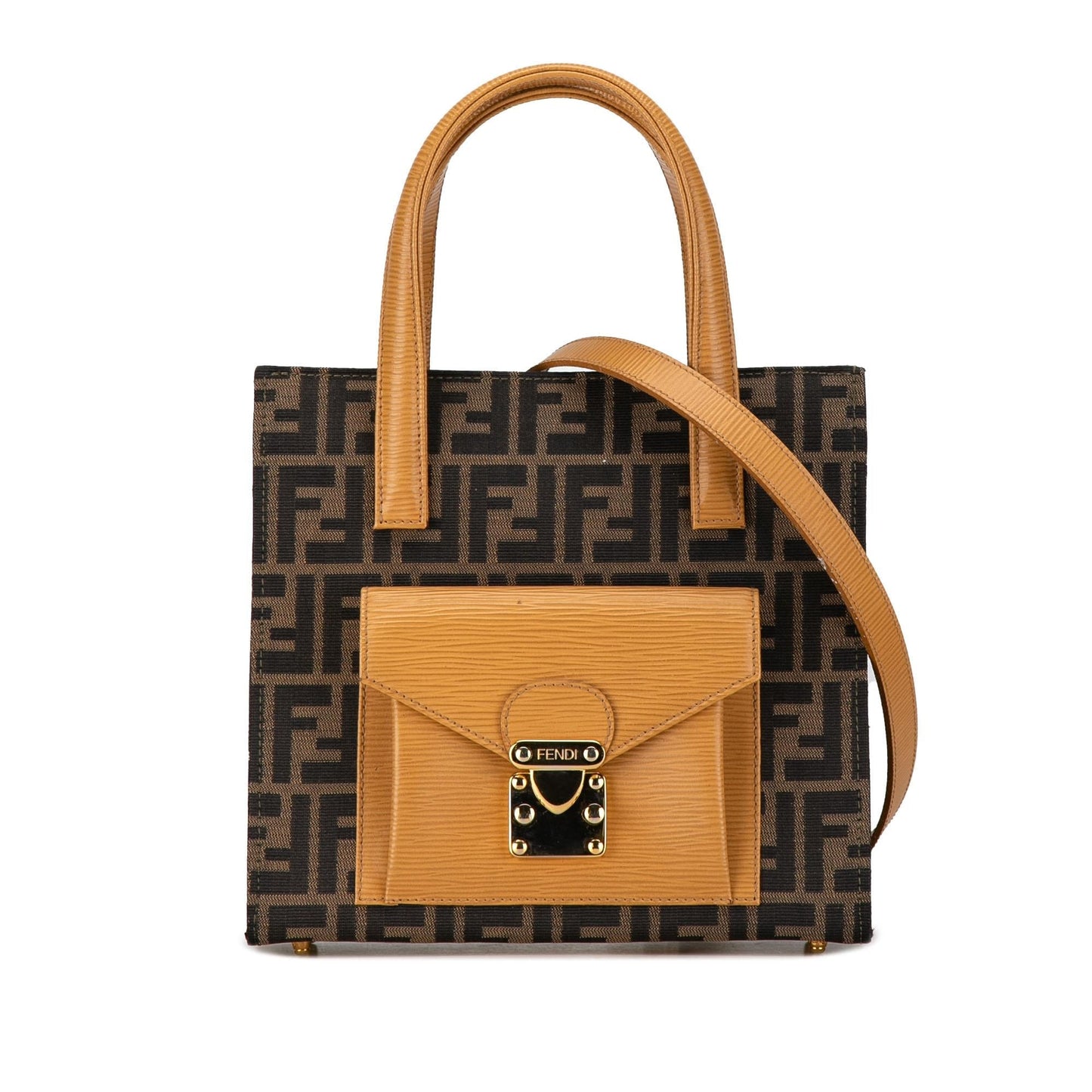 Fendi Zucca Front Pocket Tote Shg Ms185Y Canvas Tote Bag