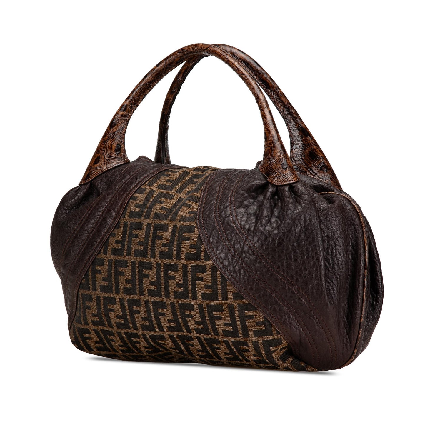 Fendi Zucca Spy Handbag Canvas Satchel Bag