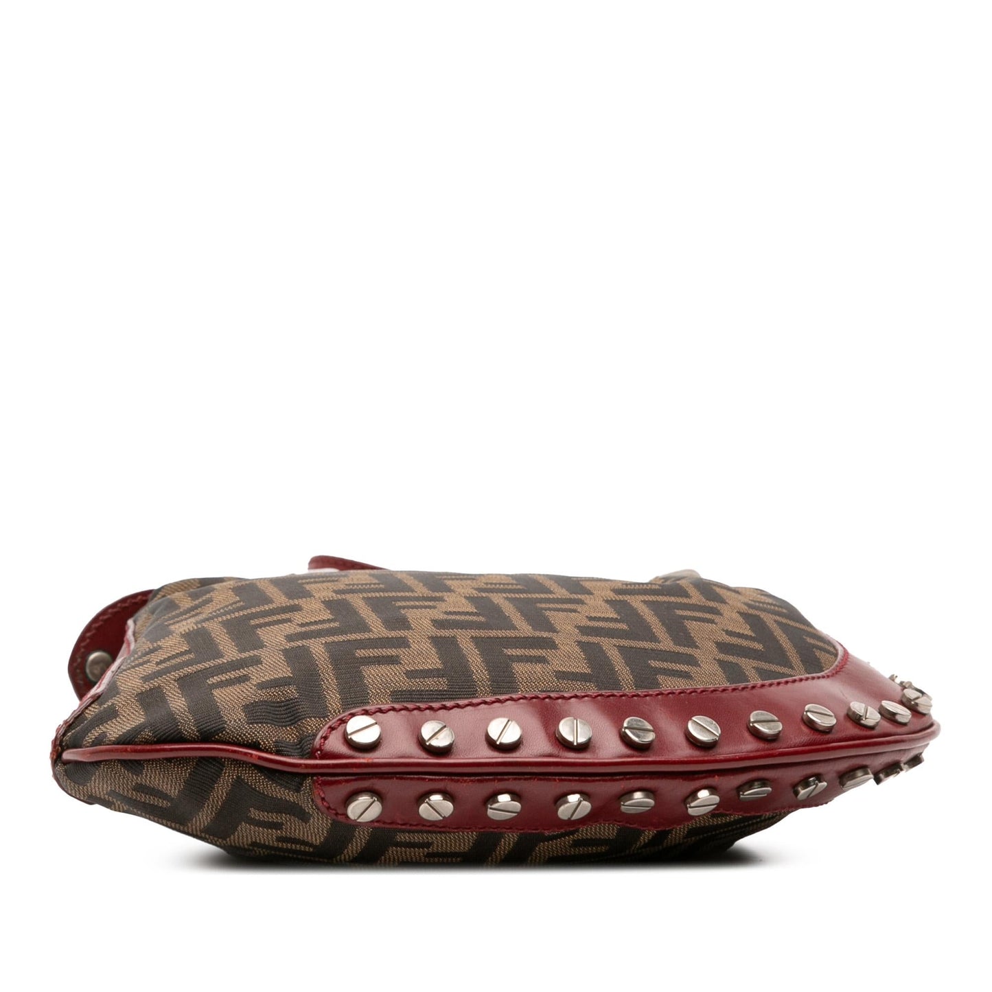 Fendi Zucca Studded Oyster Hobo Canvas Shoulder Bag