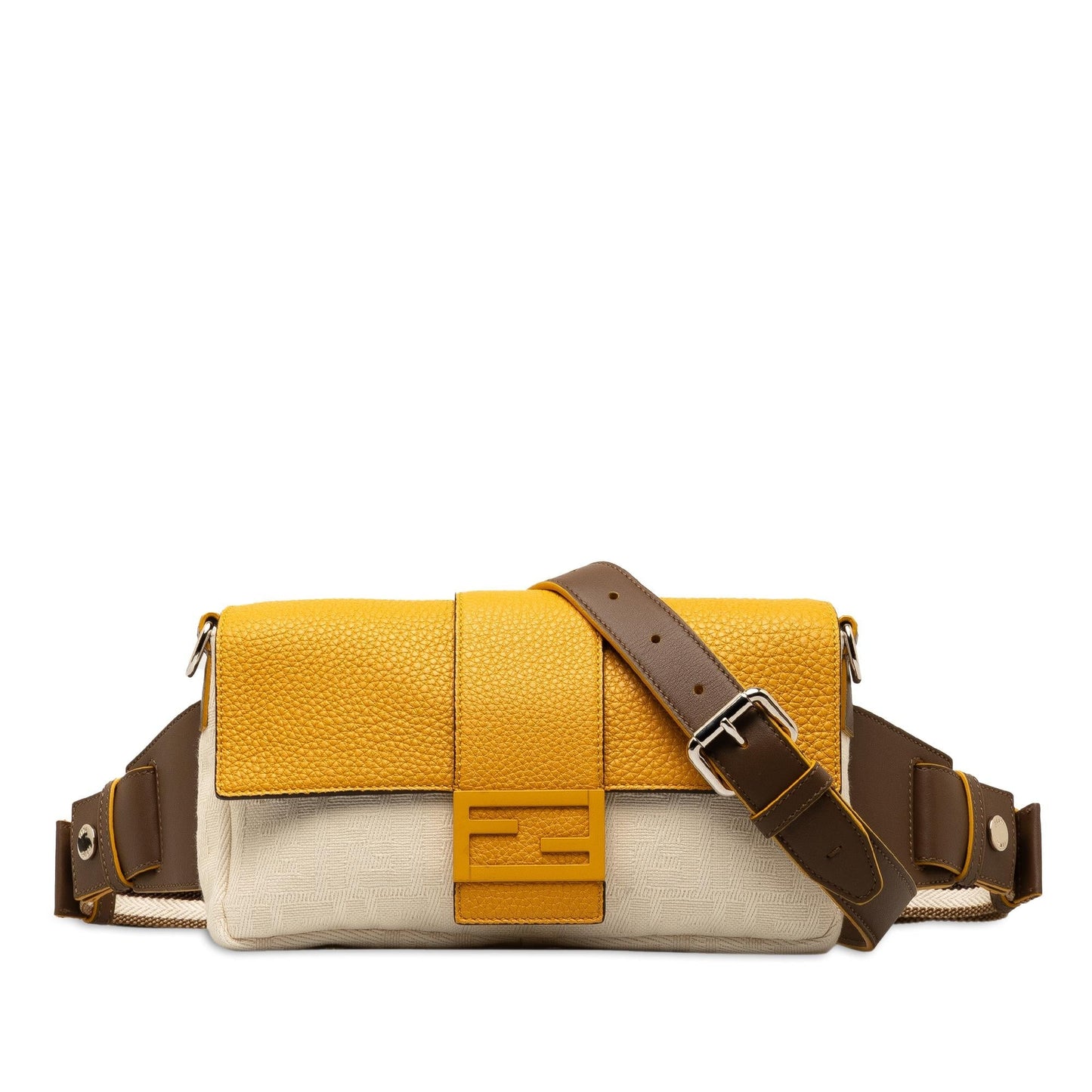 Fendi Zucca And Convertible Baguette Shg X1Havy Satchel Bag Leather Canvas