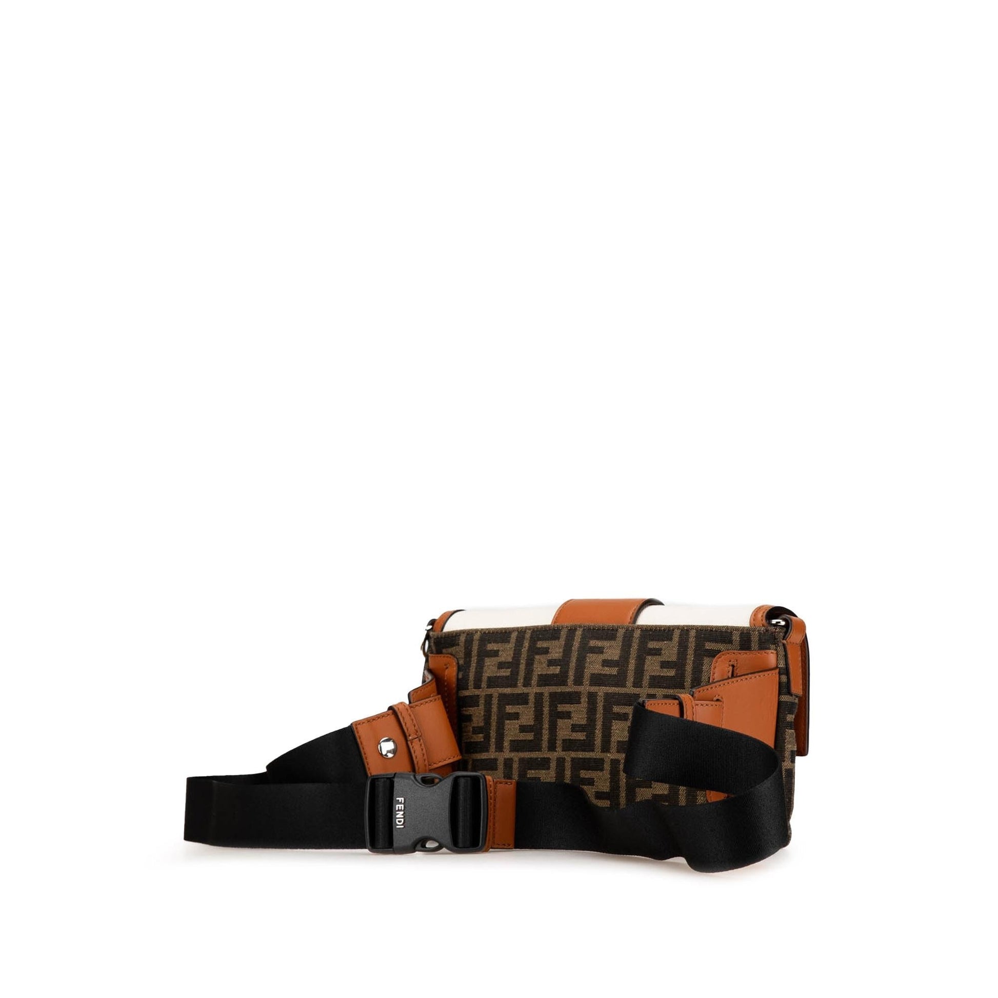 Fendi Zucca And Convertible Baguette Satchel Bag Leather Canvas Leather Convertible Baguette