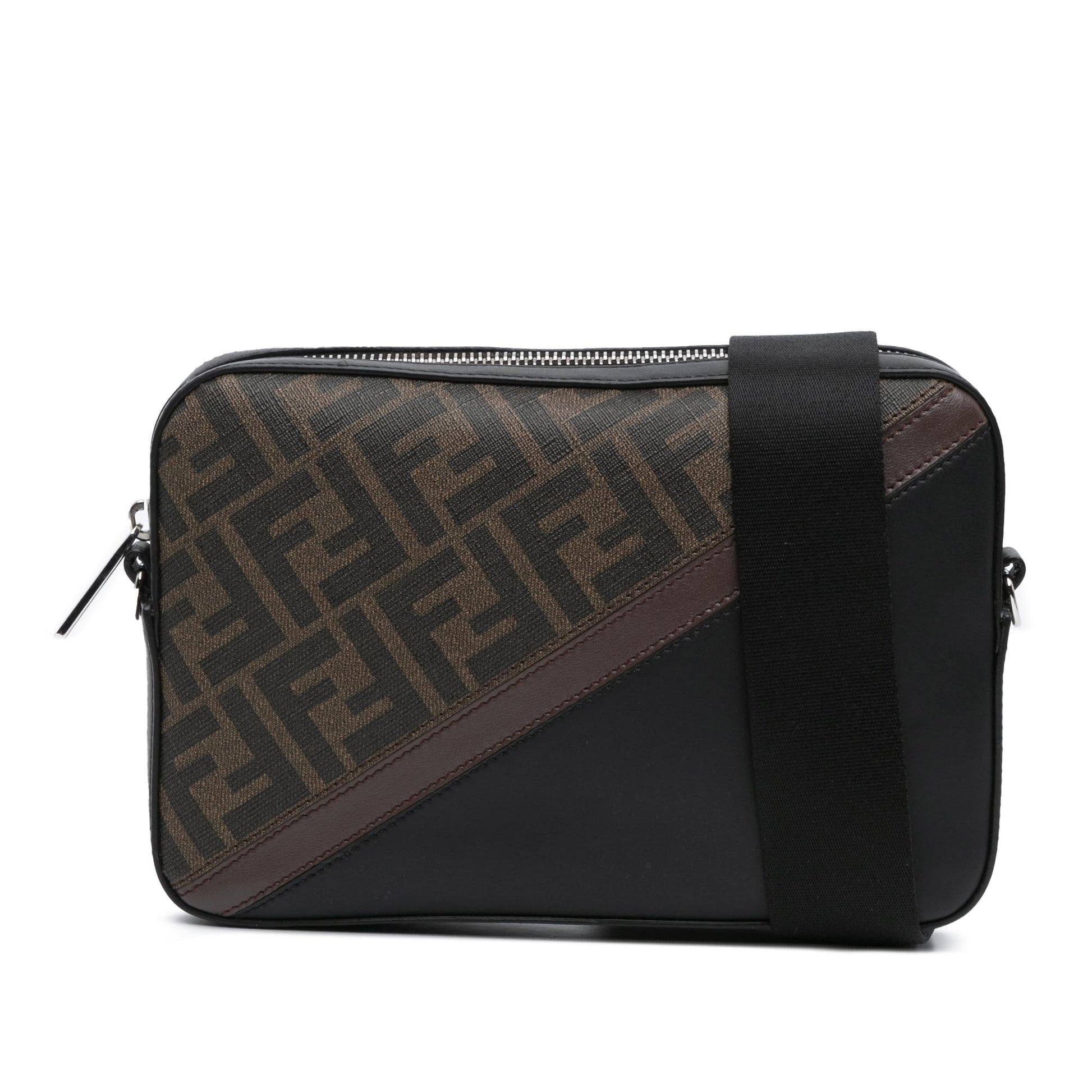 Fendi Zucca Coated Diagonal Camera Bag Canvas Crossbody Bag
