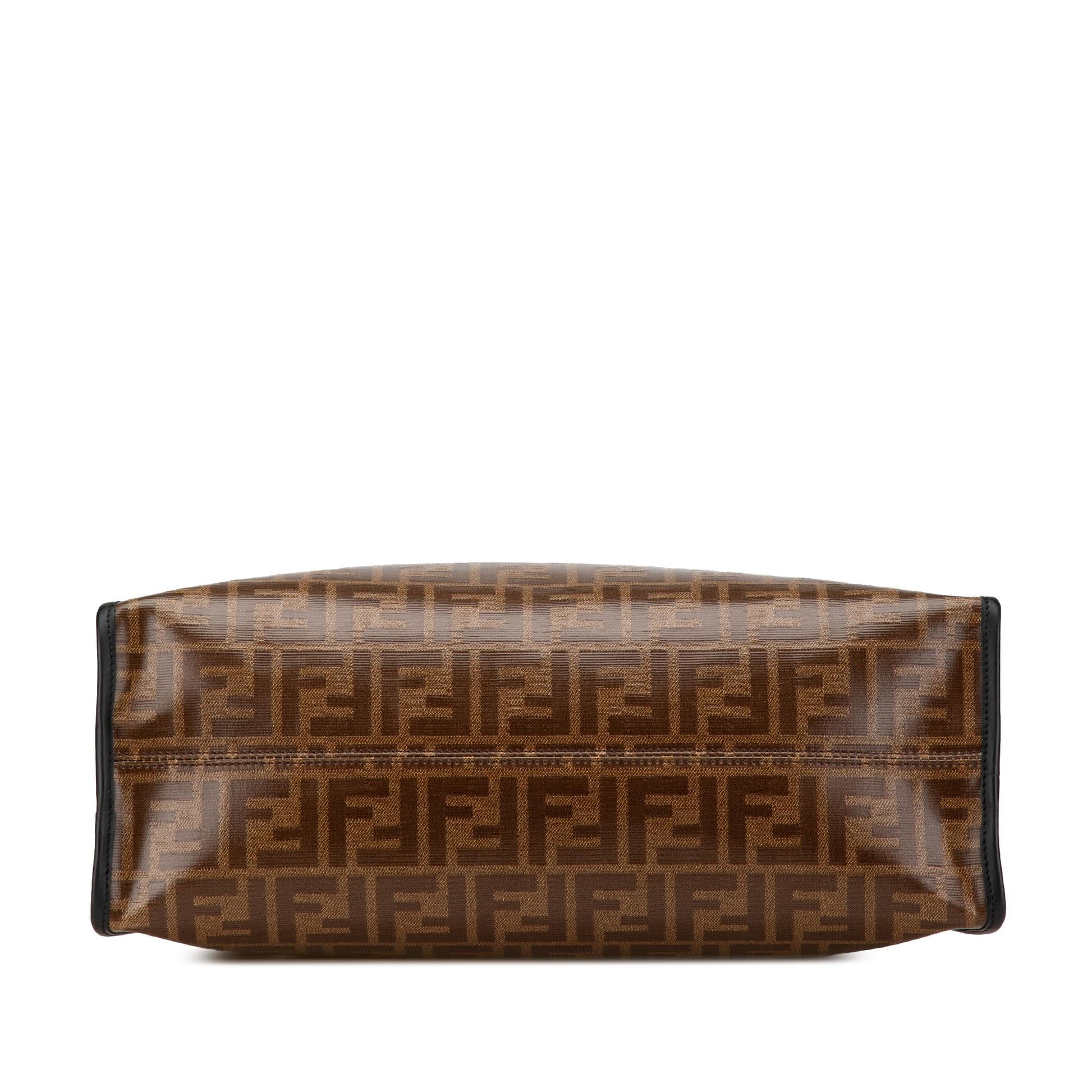 Fendi Zucca Coated Peekaboo Defender Handbag Canvas Satchel Bag