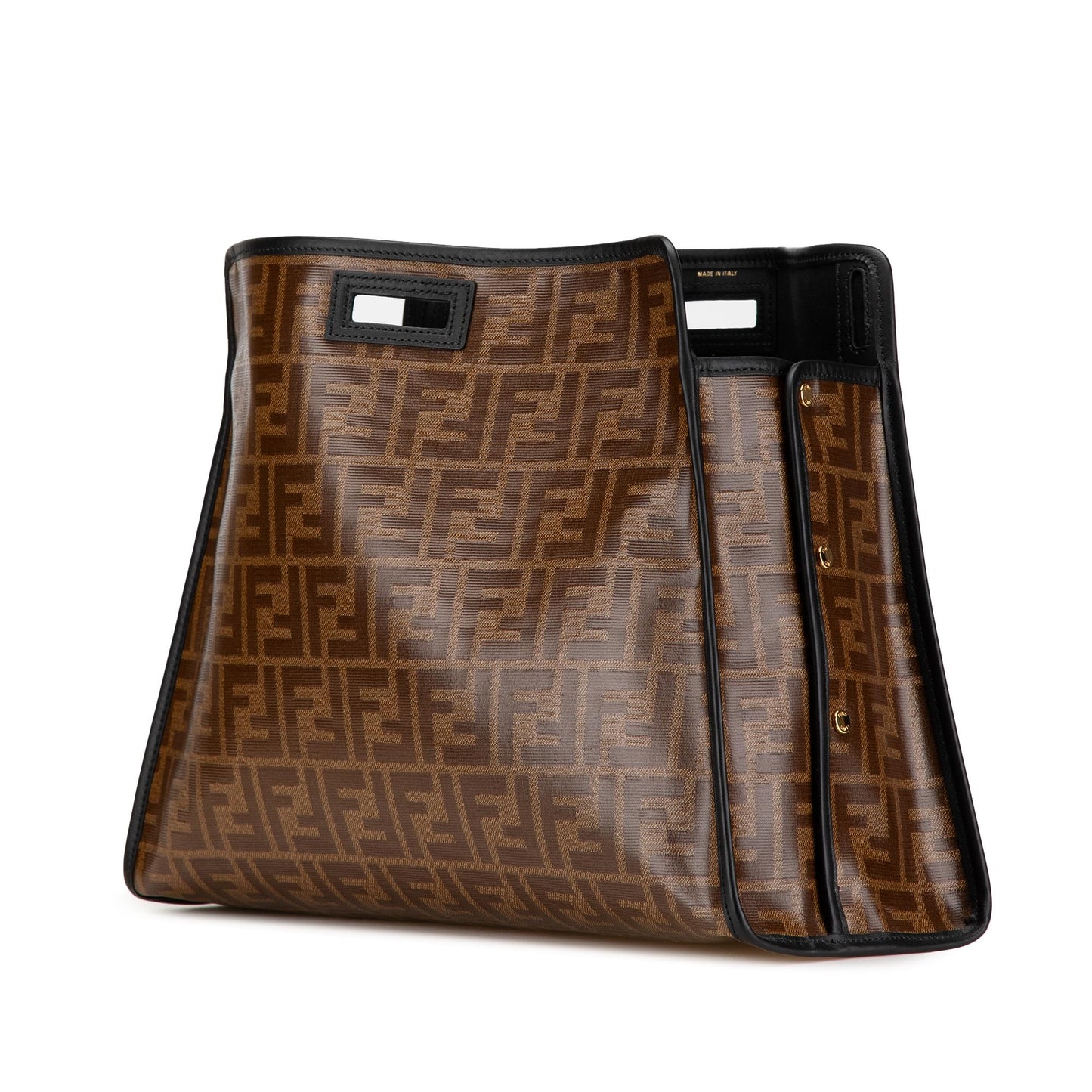 Fendi Zucca Coated Peekaboo Defender Handbag Canvas Satchel Bag