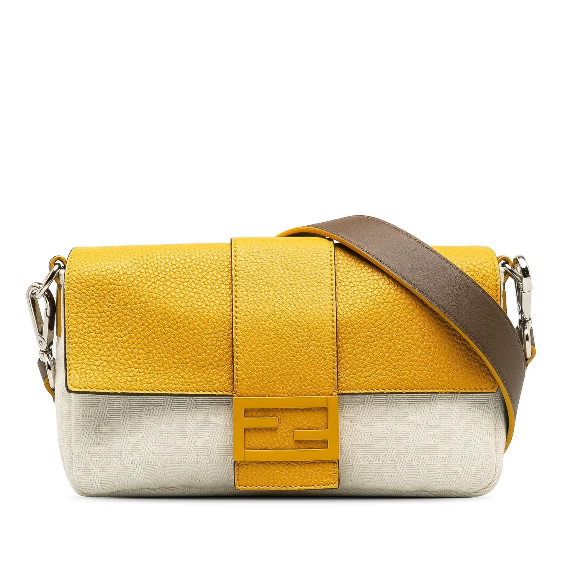 Fendi Zucca Convertible Baguette Crossbody Shoulder Bag