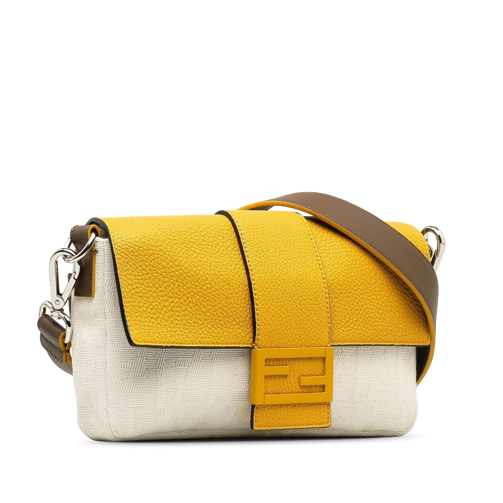 Fendi Zucca Convertible Baguette Crossbody Shoulder Bag