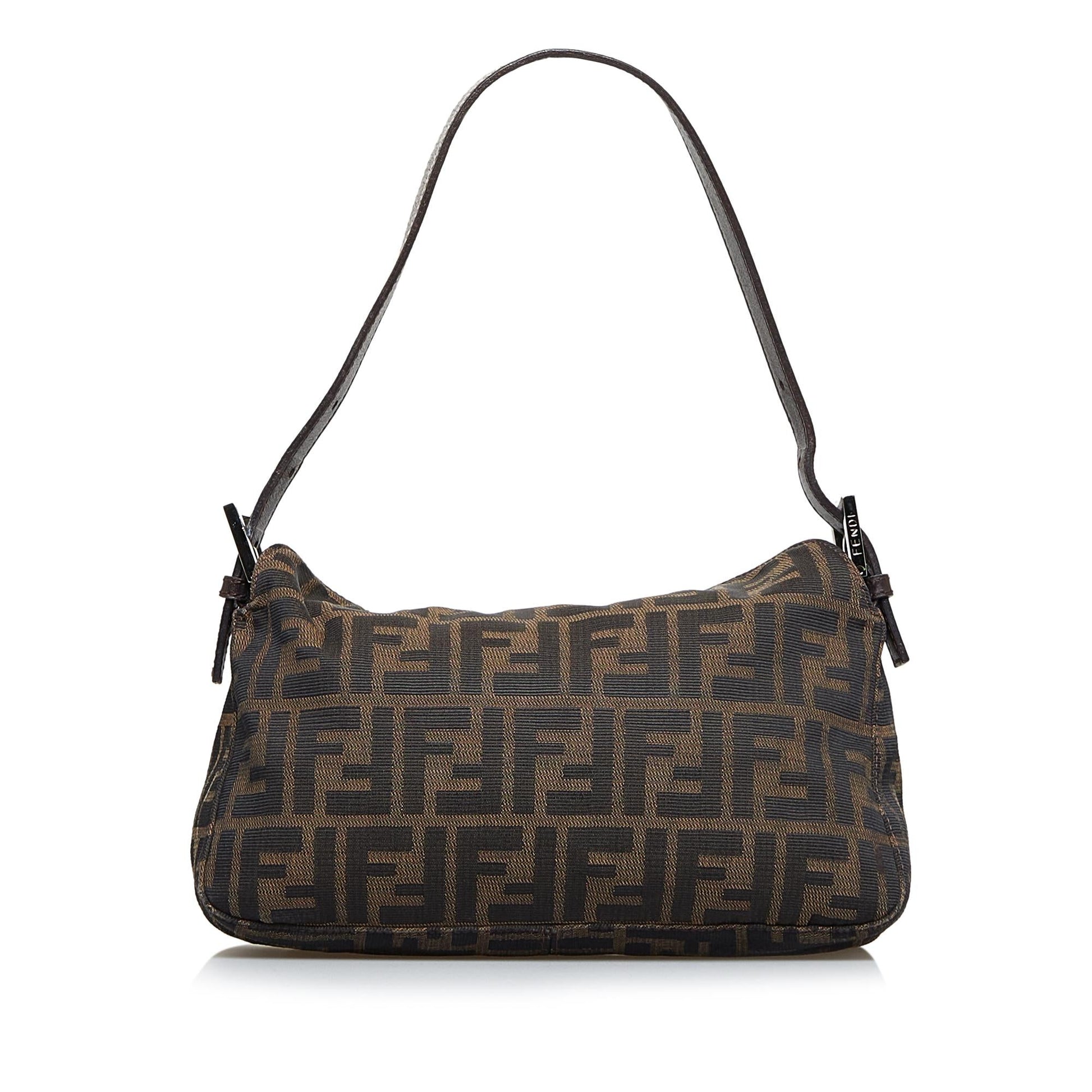 Fendi Zucca Double Baguette Shg Grluig Handbag Flap Shoulder Bag