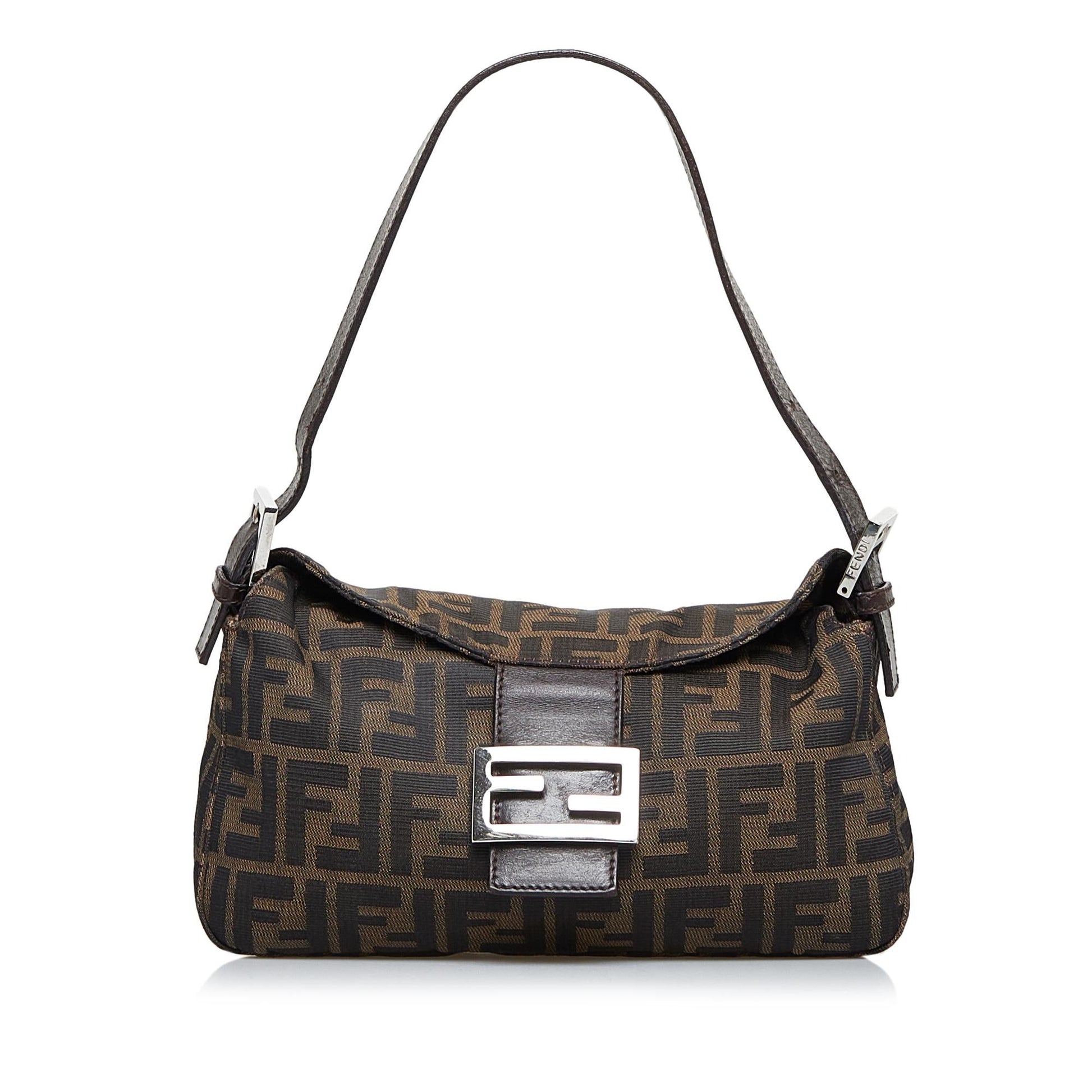 Fendi Zucca Double Baguette Shg Grluig Handbag Flap Shoulder Bag