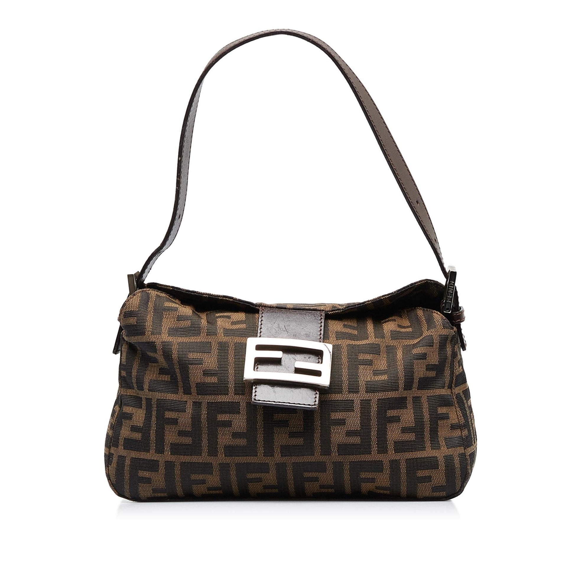 Fendi Zucca Double Baguette Shg Xpkfdo Handbag Canvas Flap Shoulder Bag