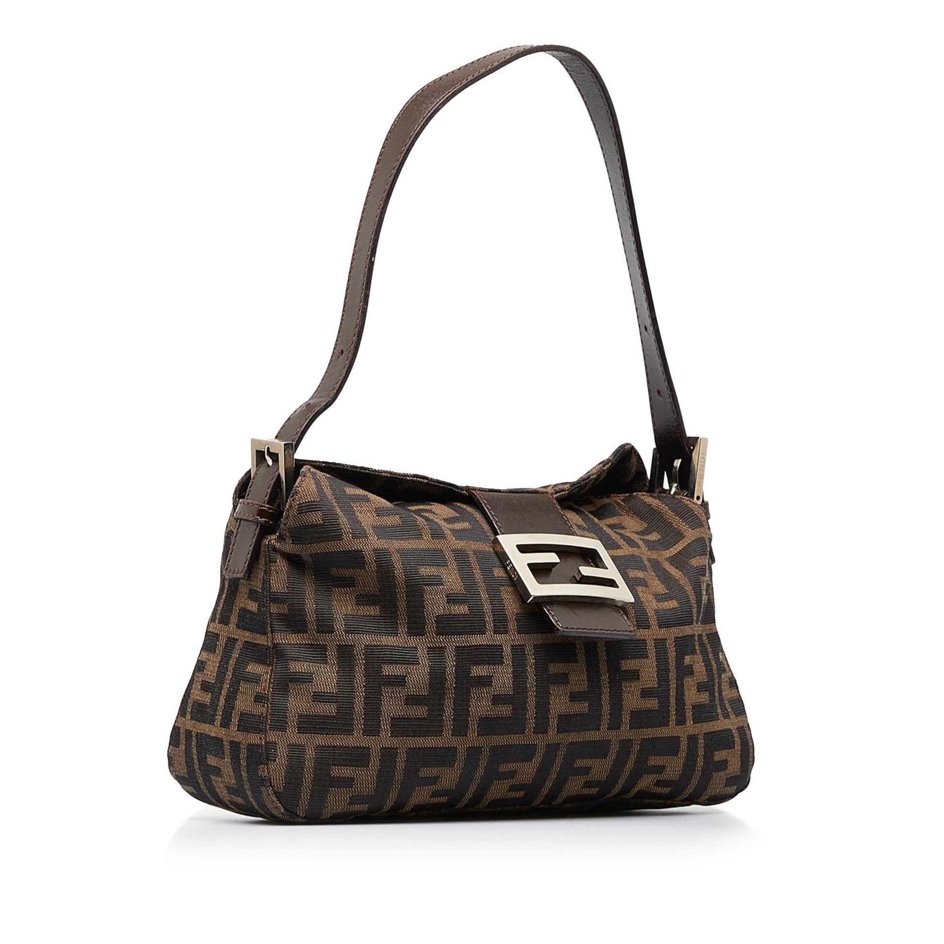 Fendi Zucca Double Baguette Shg Xpkfdo Handbag Canvas Flap Shoulder Bag