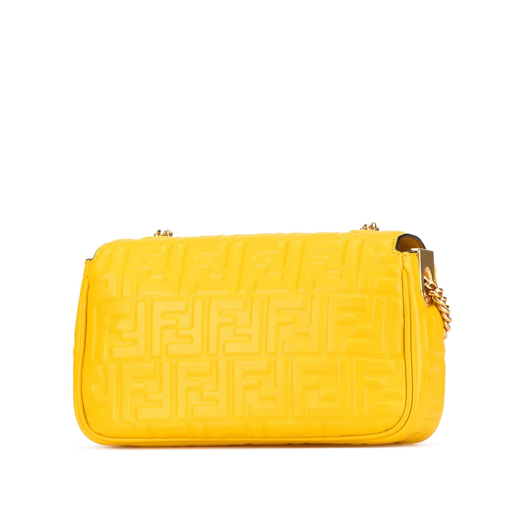 Fendi Zucca Midi Baguette Shg Cfzirb Shoulder Bag Chain Embossed