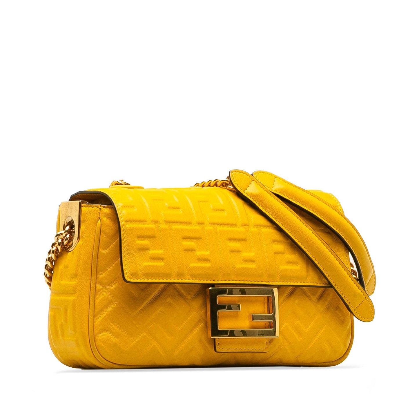 Fendi Zucca Midi Baguette Shg 0Ukiar Shoulder Bag Chain Embossed