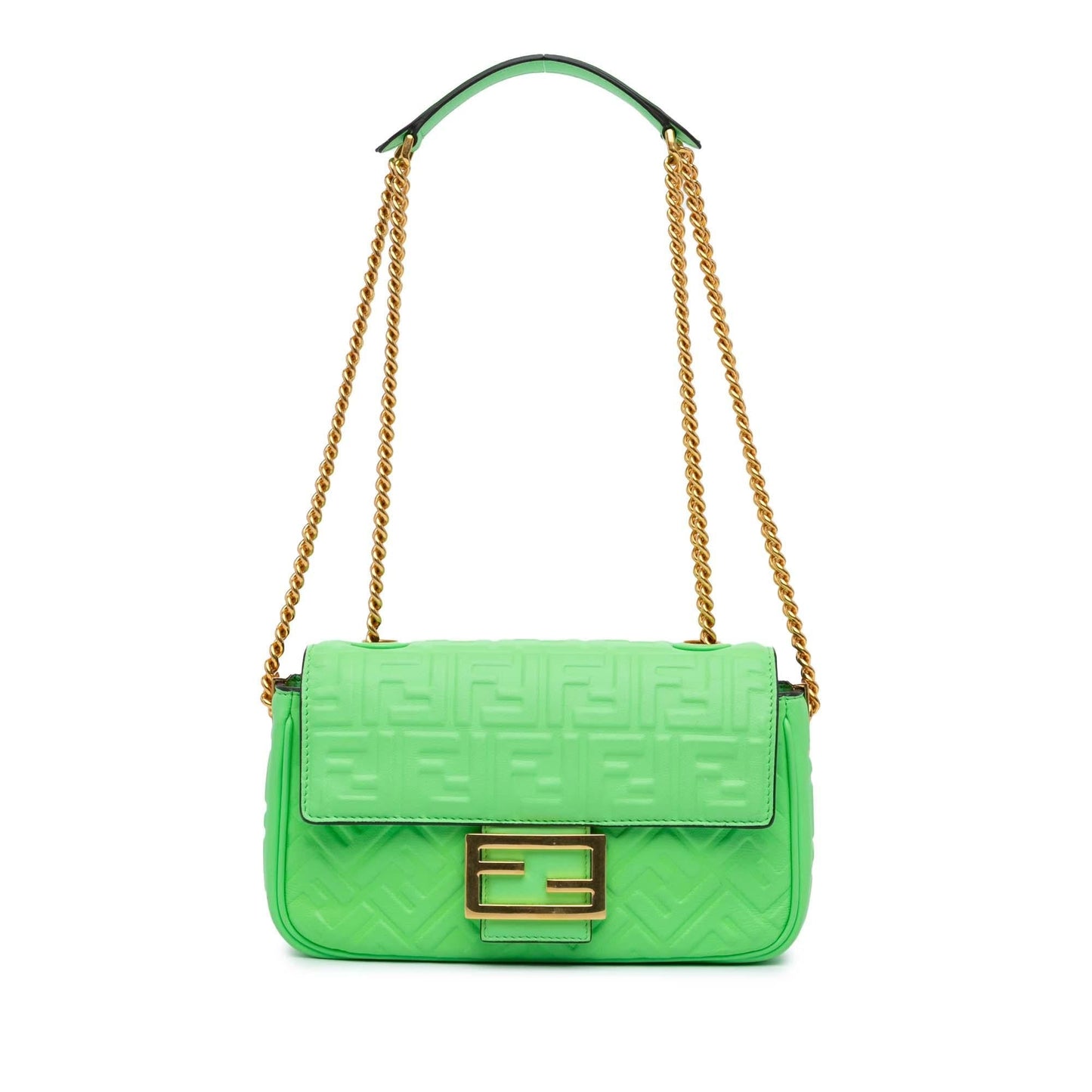 Fendi Zucca Midi Baguette Shoulder Bag Chain Embossed Baguette Shg Kb1Mmj