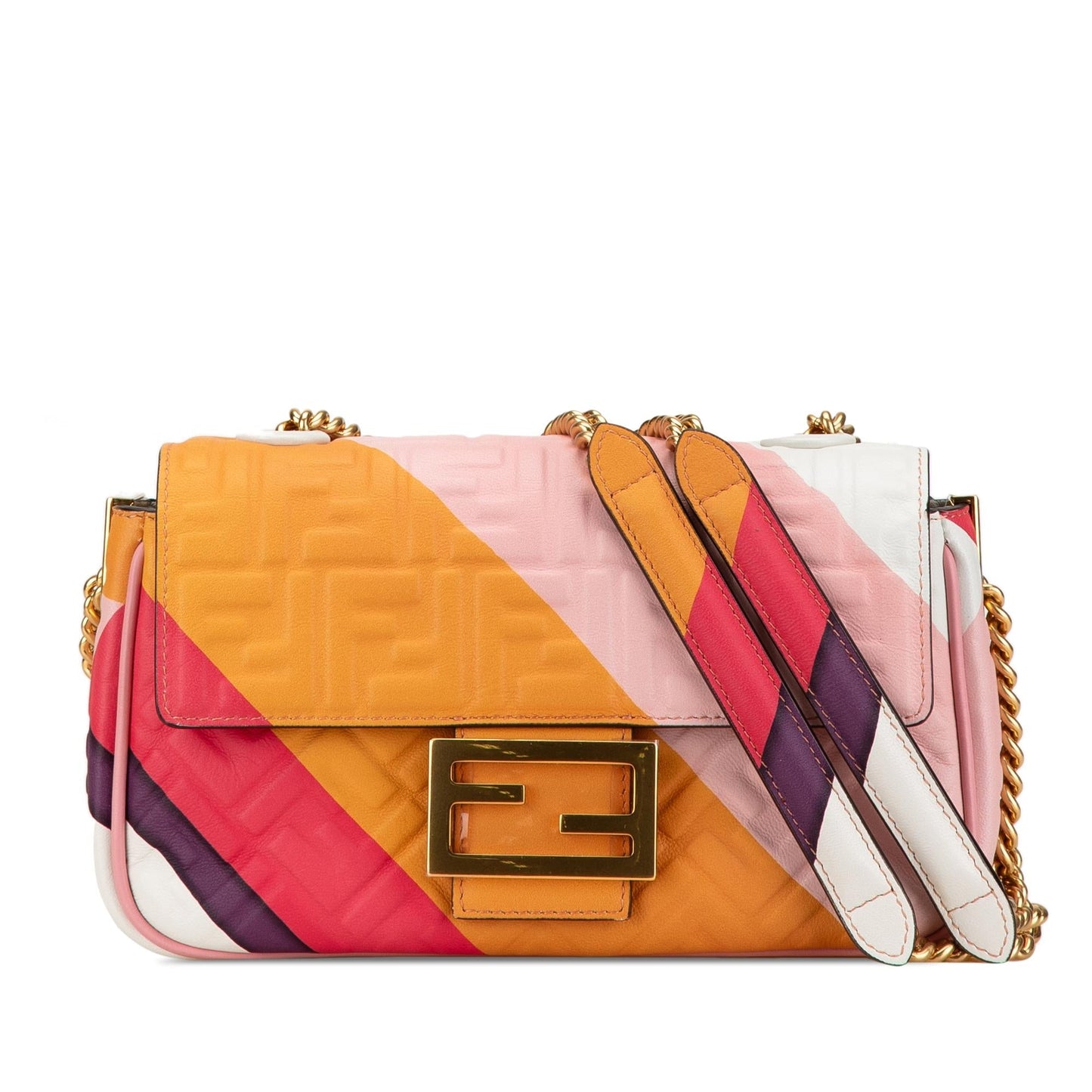 Fendi Zucca Midi Baguette Shoulder Bag Chain Embossed Baguette Shg 6Rnxtw