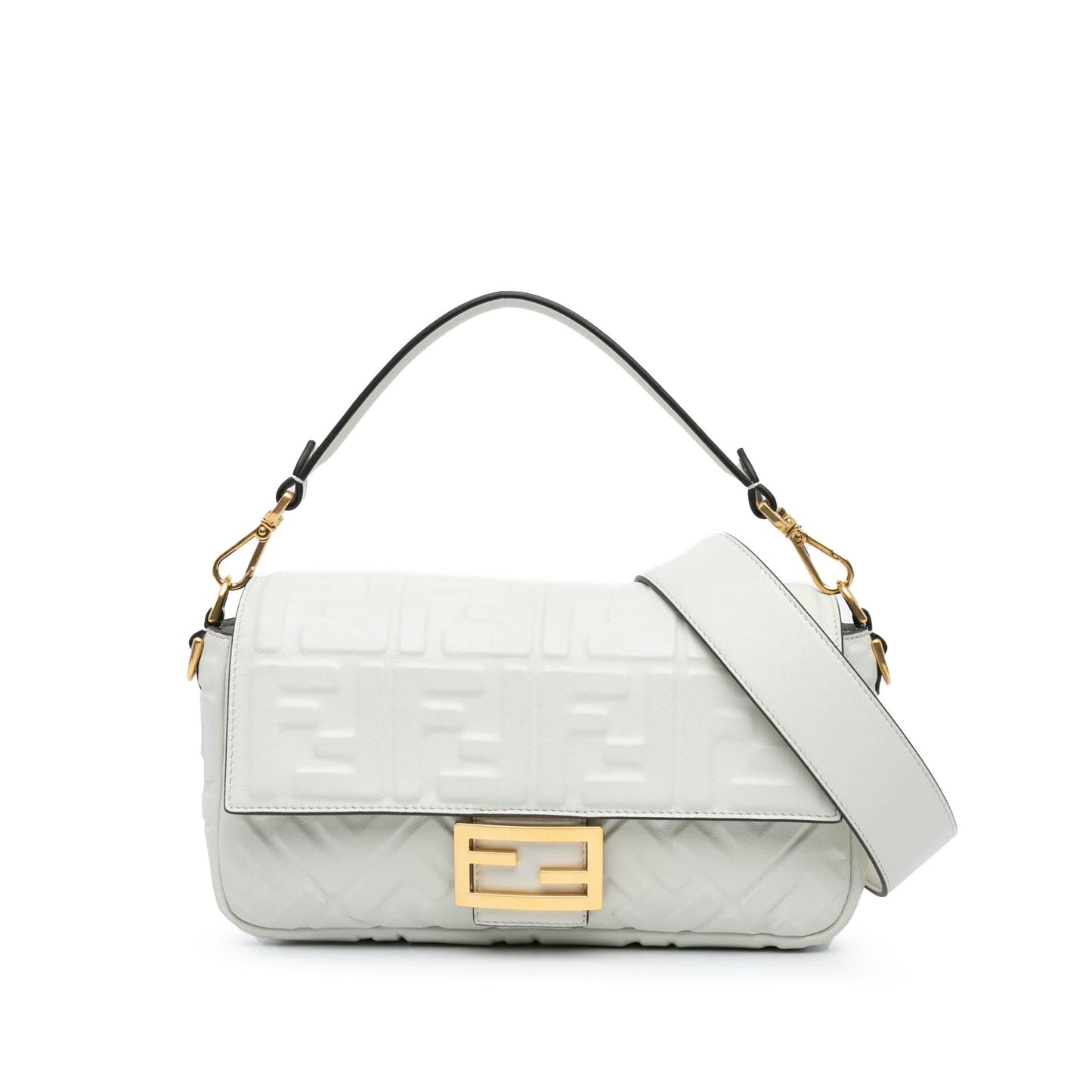 Fendi Zucca Baguette Satchel Leather Embossed Satchel Bag Satchel Shg Sozxyl