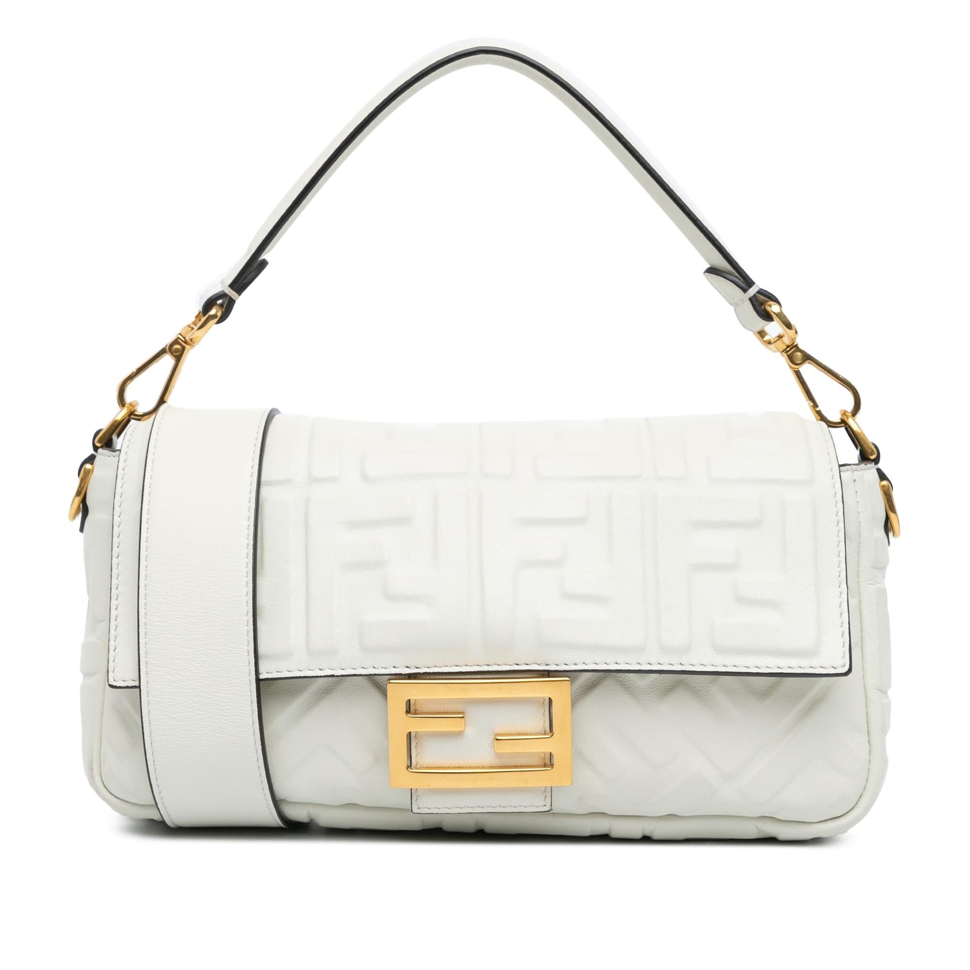 Fendi Zucca Baguette Satchel Leather Embossed Satchel Bag Satchel Shg Ex1Bot
