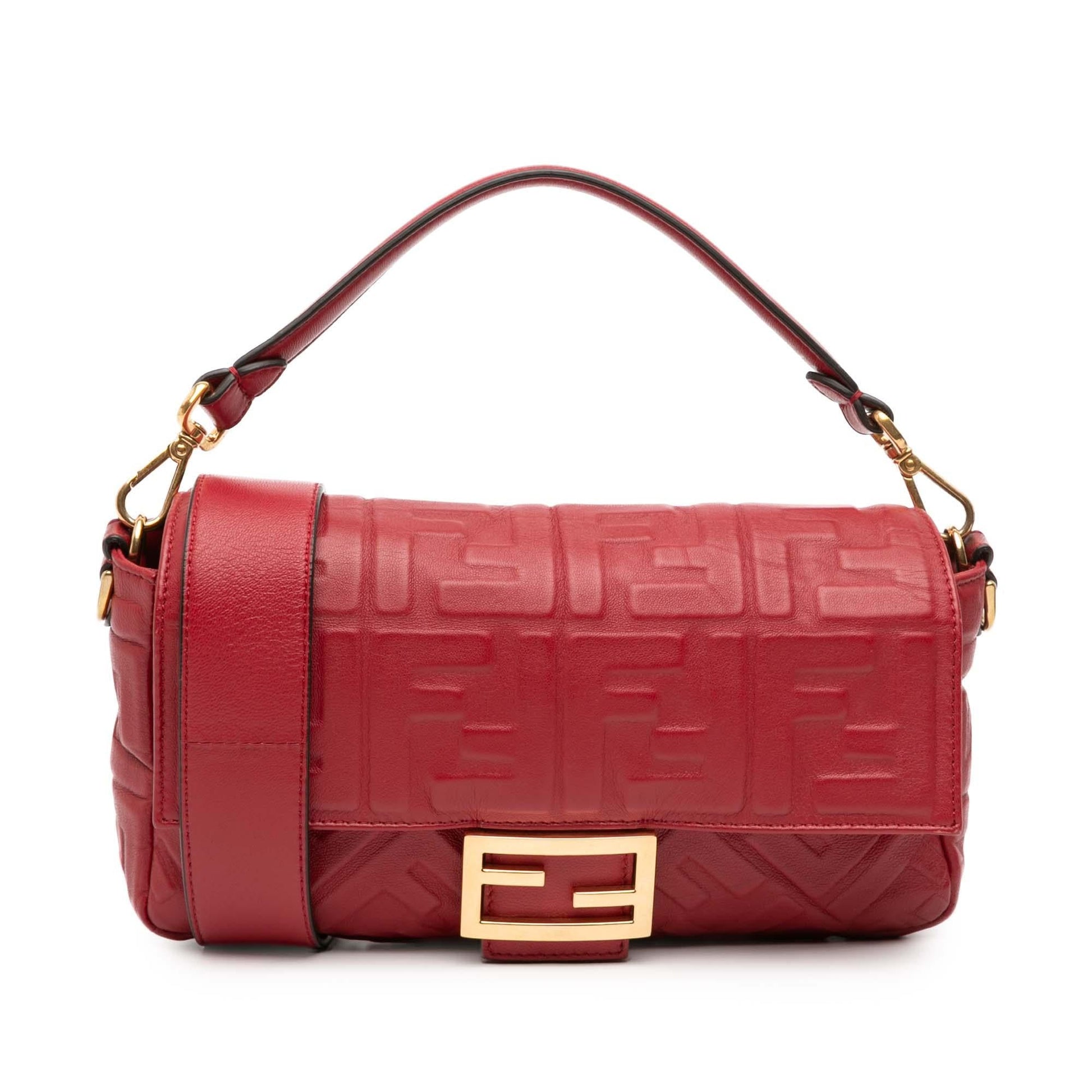 Fendi Zucca Baguette Satchel Leather Embossed Satchel Bag