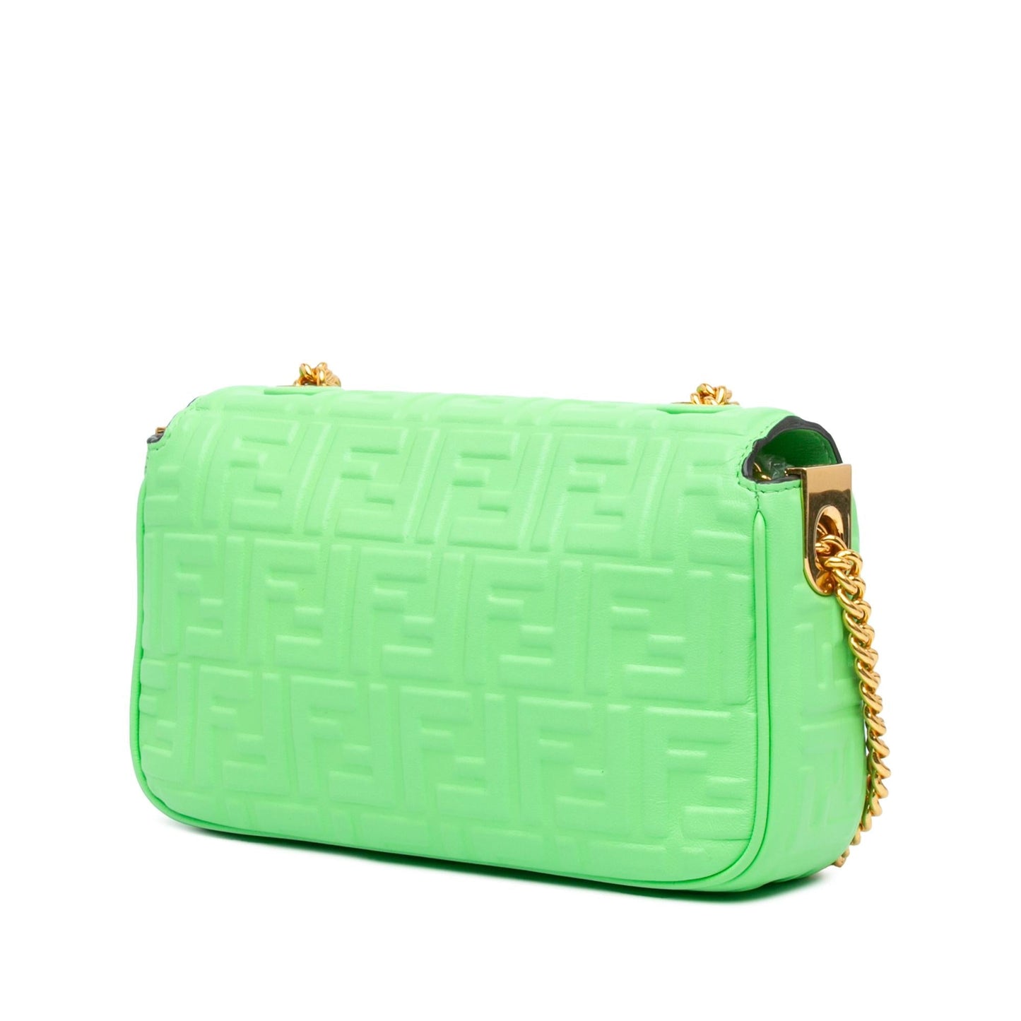 Fendi Zucca Midi Baguette Shoulder Bag Leather Chain Embossed Midi Baguette 2