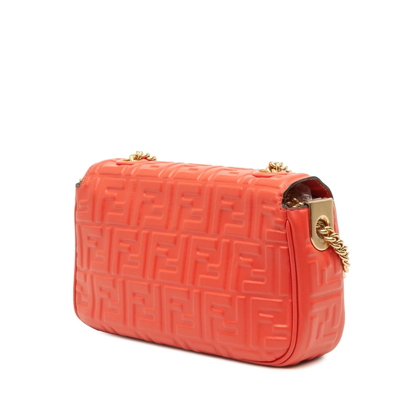 Fendi Zucca Midi Baguette Shoulder Bag Leather Chain Embossed Midi Baguette 4