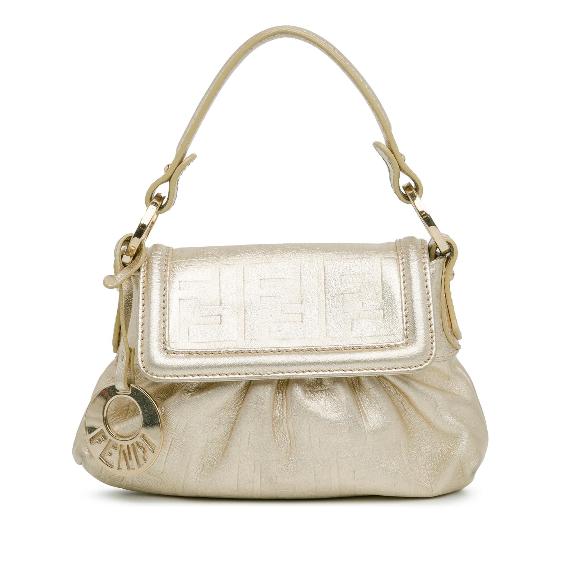 Fendi Zucca Chef Shg Mtgdei Satchel Bag Leather Embossed Flap