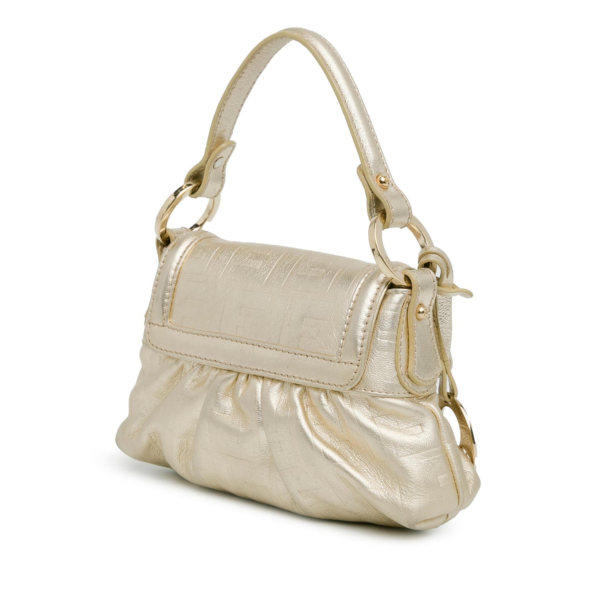 Fendi Zucca Chef Shg Mtgdei Satchel Bag Leather Embossed Flap
