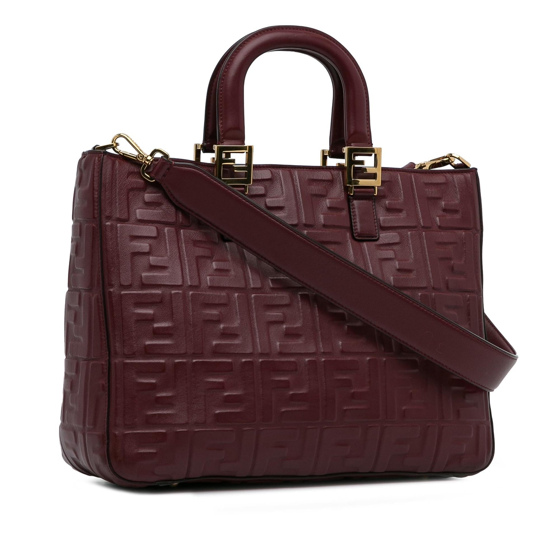 Fendi Zucca Satchel Shg Th9Gbp Leather Embossed Satchel Bag