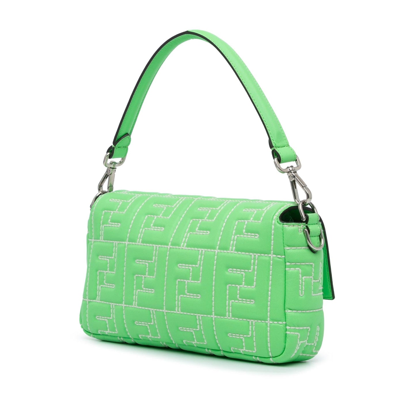 Fendi Zucca Stitched Baguette Satchel Leather Embossed Satchel Bag Satchel Shg Zwxalv