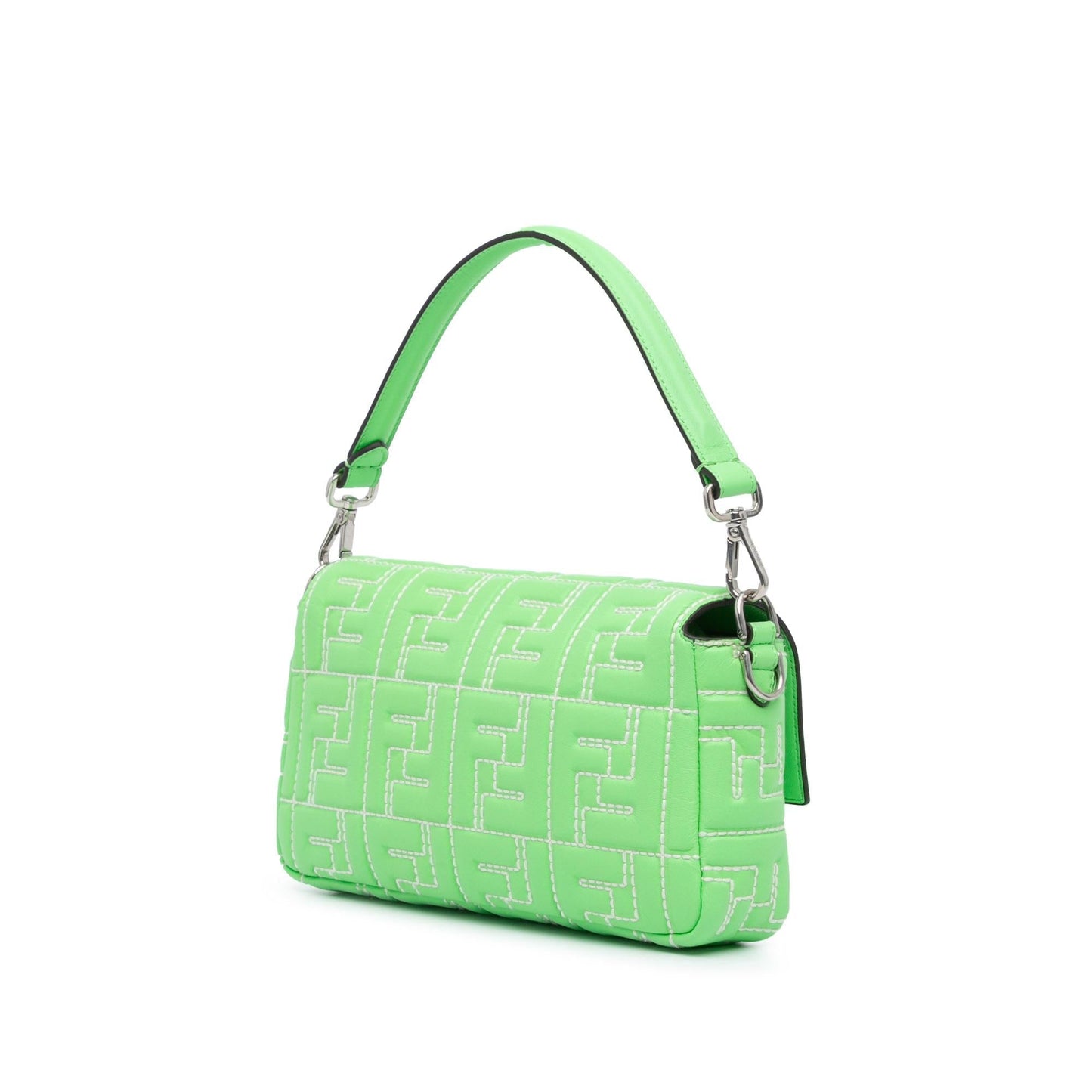 Fendi Zucca Stitched Baguette Satchel Leather Embossed Satchel Bag Leather Baguette Satchel