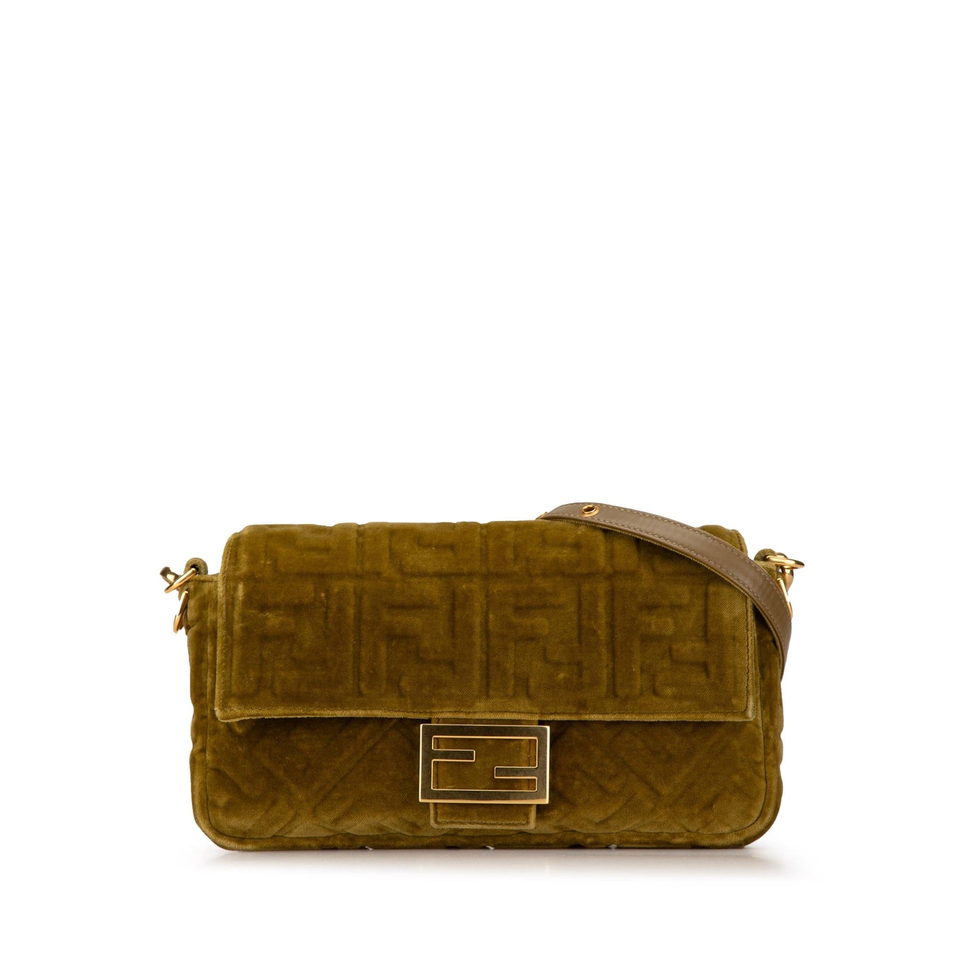 Fendi Zucca Velvet Baguette Satchel Embossed Satchel Bag Velvet Baguette Satchel