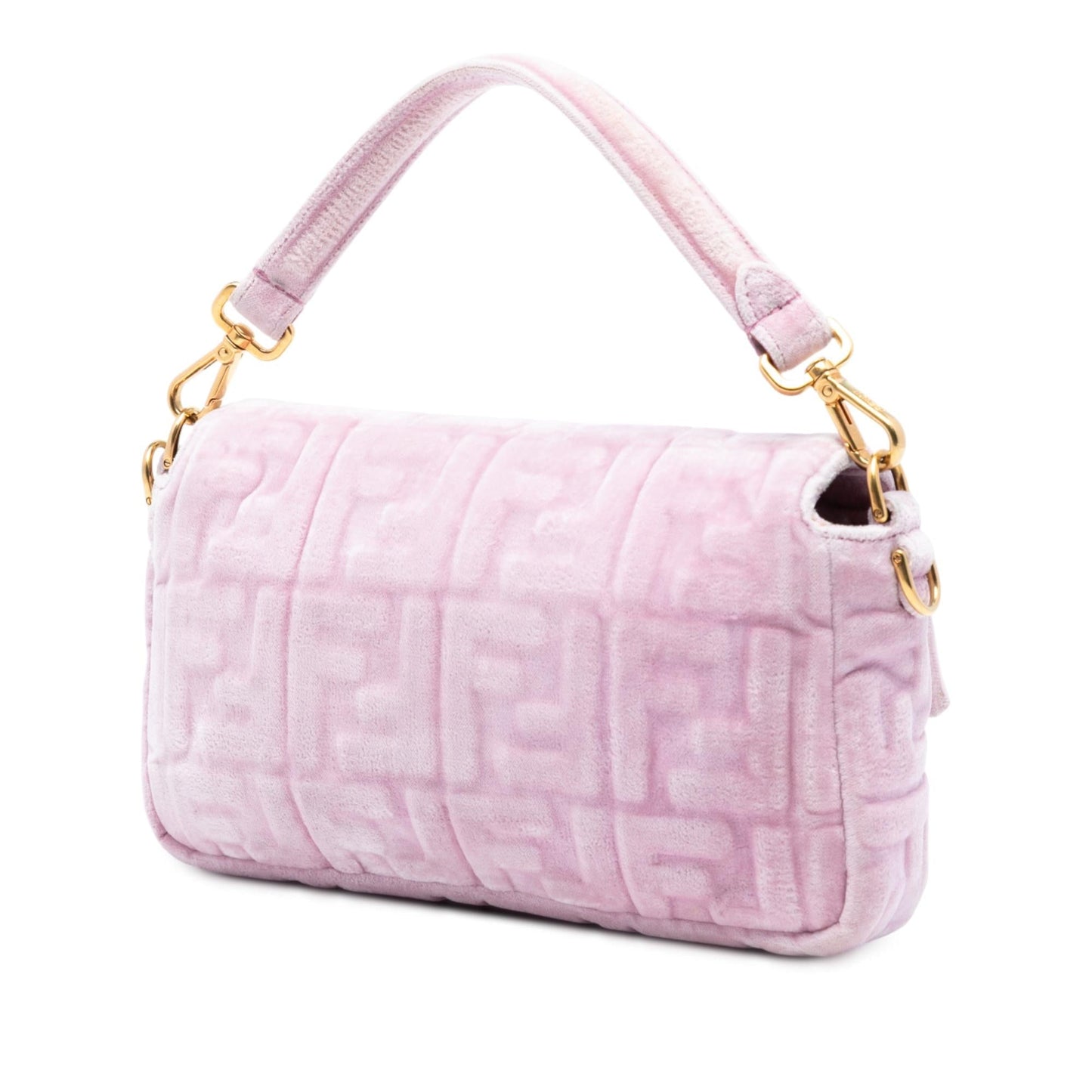Fendi Zucca Velvet Baguette Satchel Embossed Satchel Bag