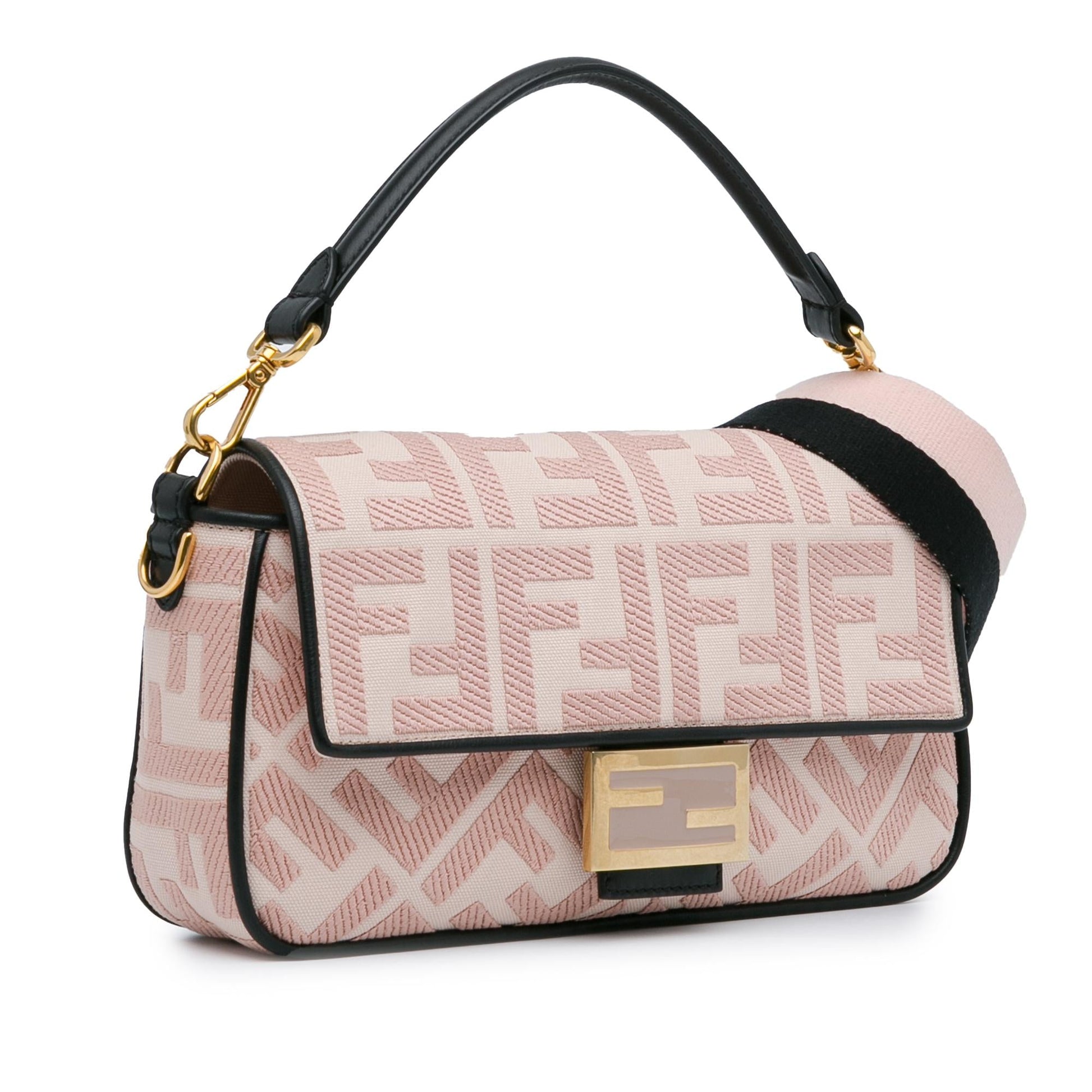 Fendi Zucca Baguette Satchel Shg 3Y1Aja Embroidered Satchel Bag