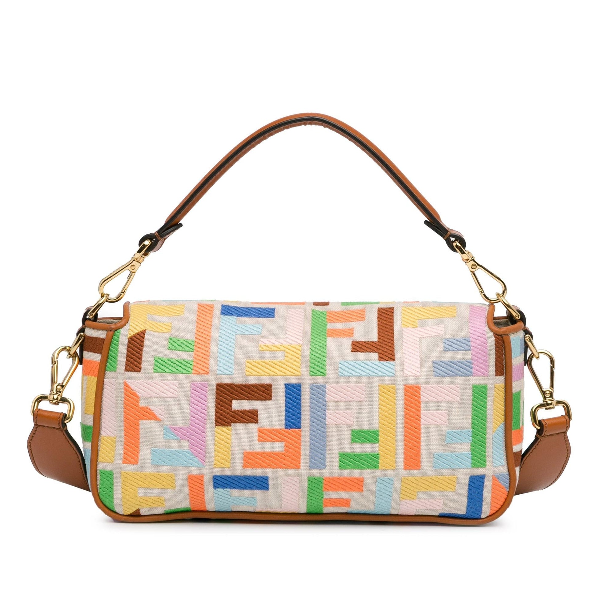 Fendi Zucca Baguette Satchel Shg Iz39Pu Canvas Embroidered Satchel Bag