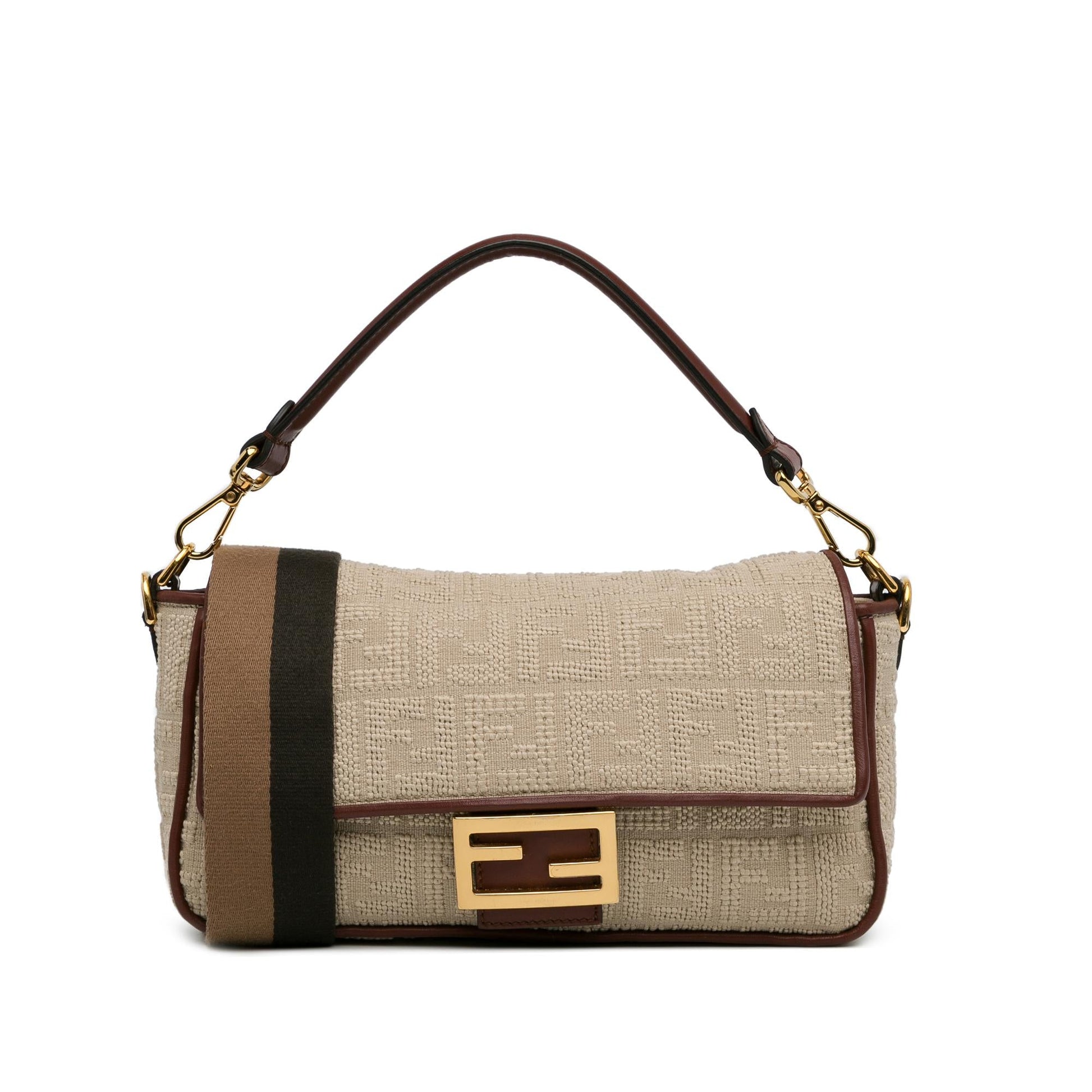 Fendi Zucca Baguette Satchel Shg Ehv62G Canvas Embroidered Satchel Bag