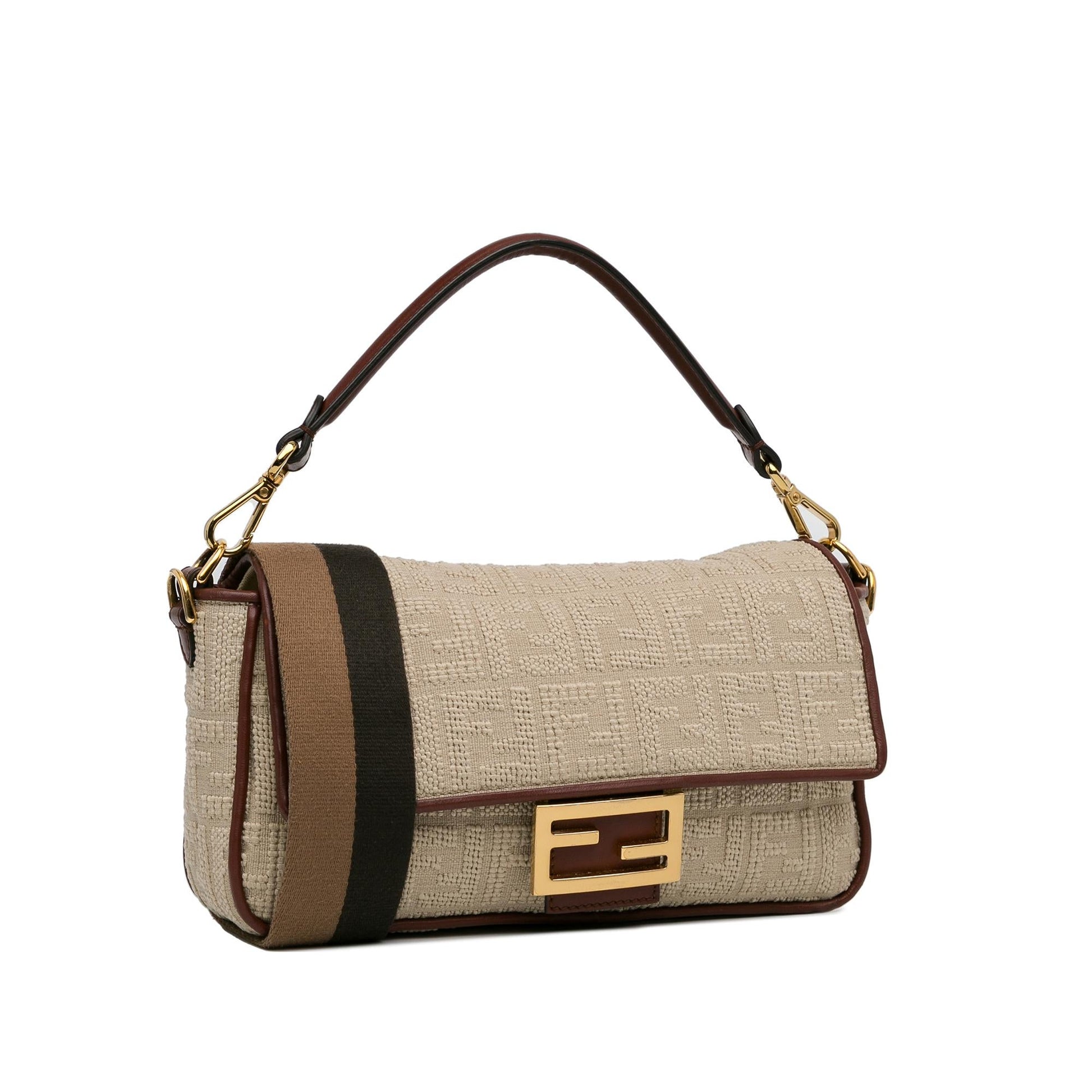 Fendi Zucca Baguette Satchel Shg Ehv62G Canvas Embroidered Satchel Bag