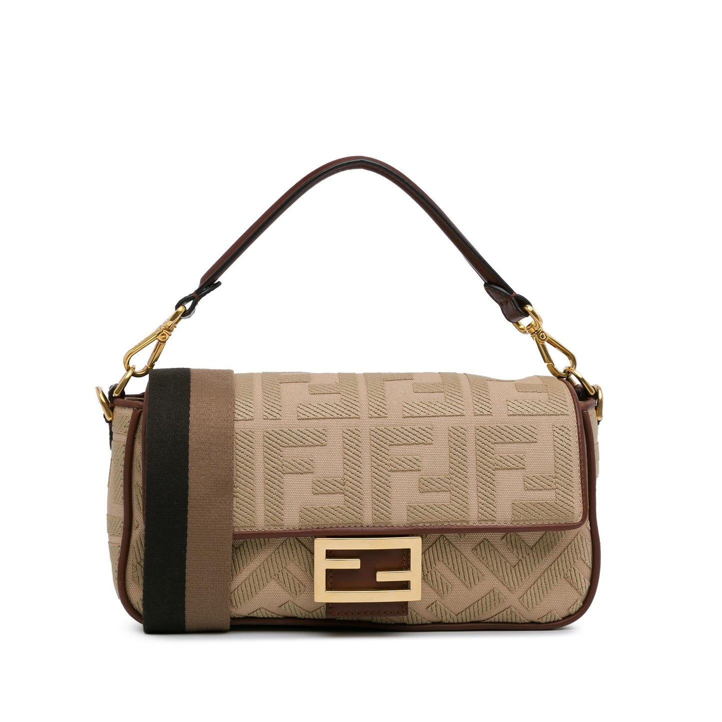 Fendi Zucca Baguette Satchel Shg 62Z4Da Canvas Embroidered Satchel Bag