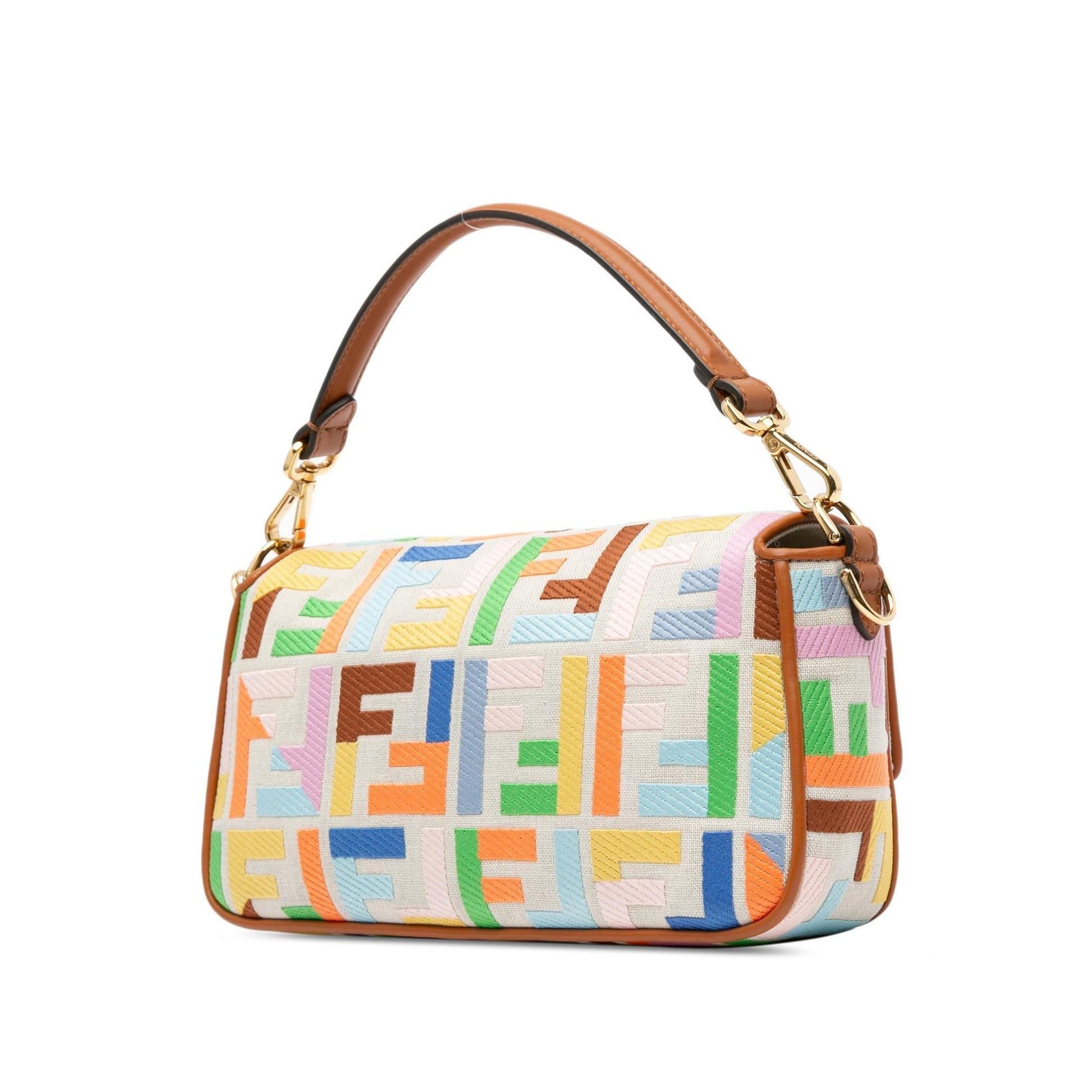 Fendi Zucca Baguette Satchel Canvas Embroidered Satchel Bag Satchel Shg Xxhste
