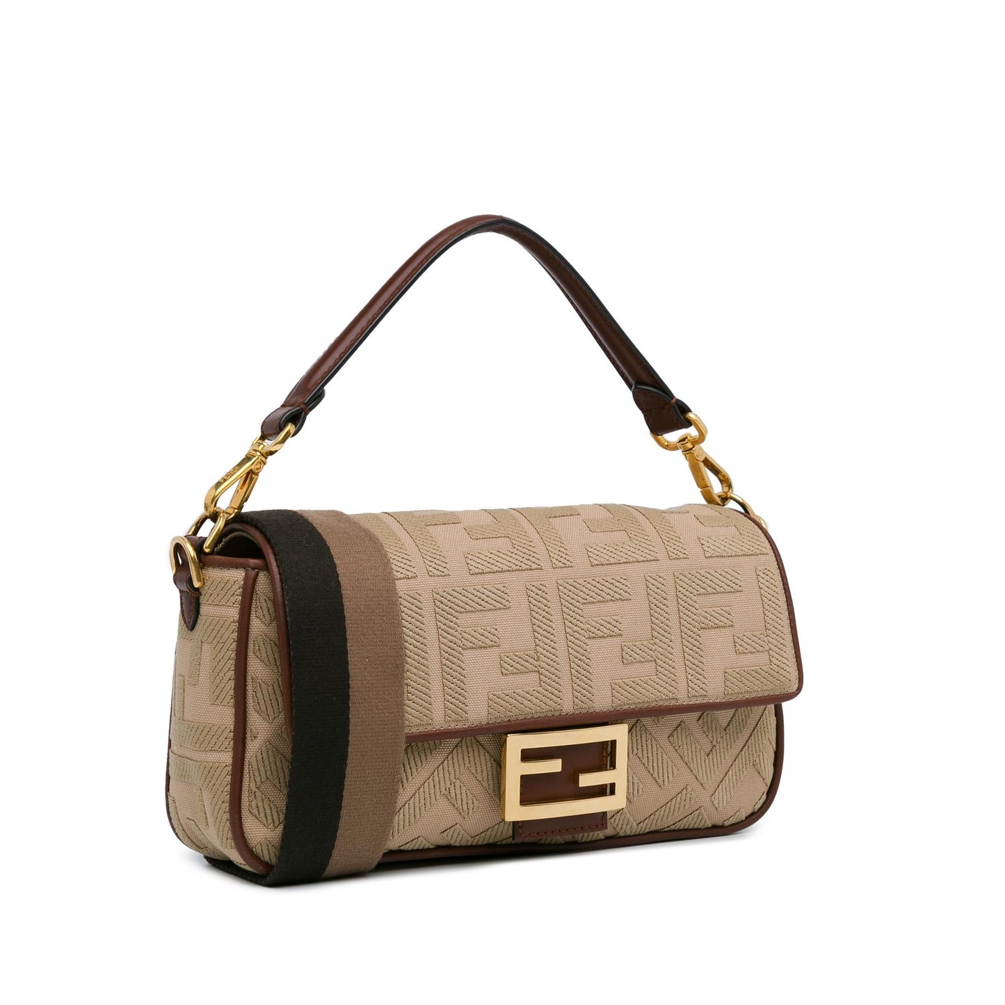 Fendi Zucca Baguette Satchel Canvas Embroidered Satchel Bag Shg Yd Zr