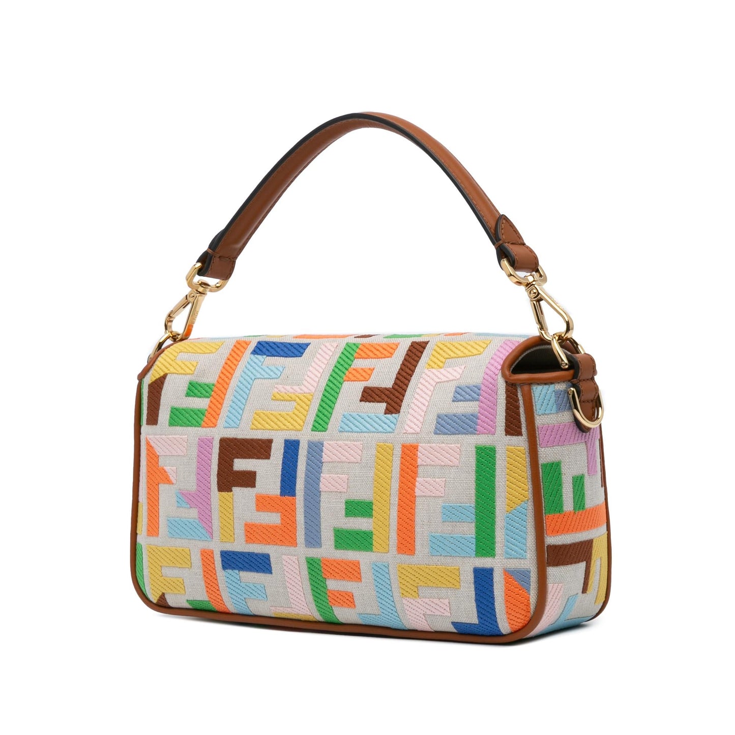 Fendi Zucca Baguette Satchel Canvas Embroidered Satchel Bag Canvas Baguette Satchel