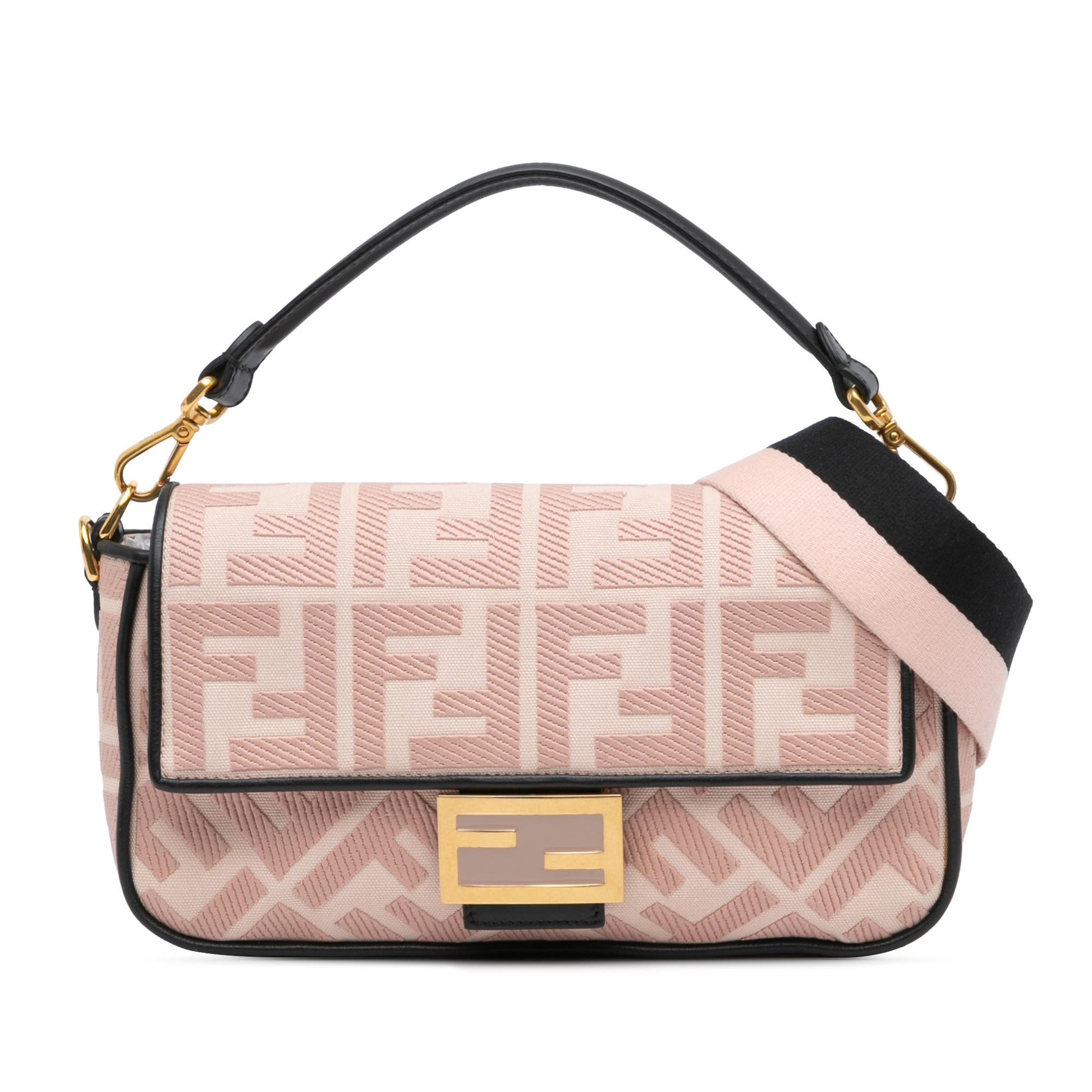 Fendi Zucca Baguette Satchel Canvas Embroidered Satchel Bag Baguette Satchel 1