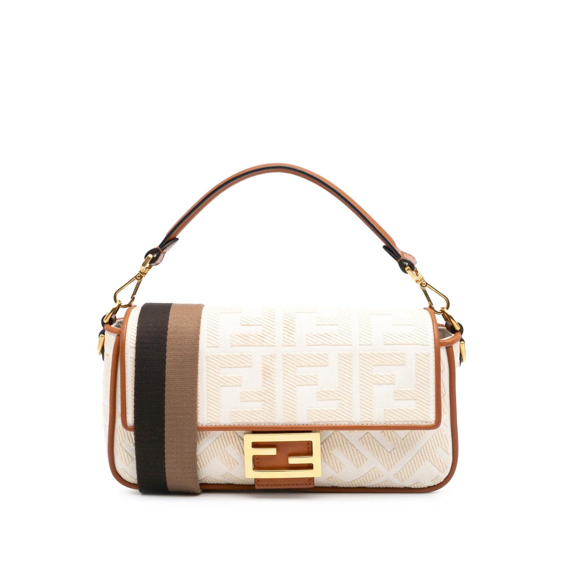 Fendi Zucca Baguette Satchel Canvas Embroidered Satchel Bag Baguette Satchel 11