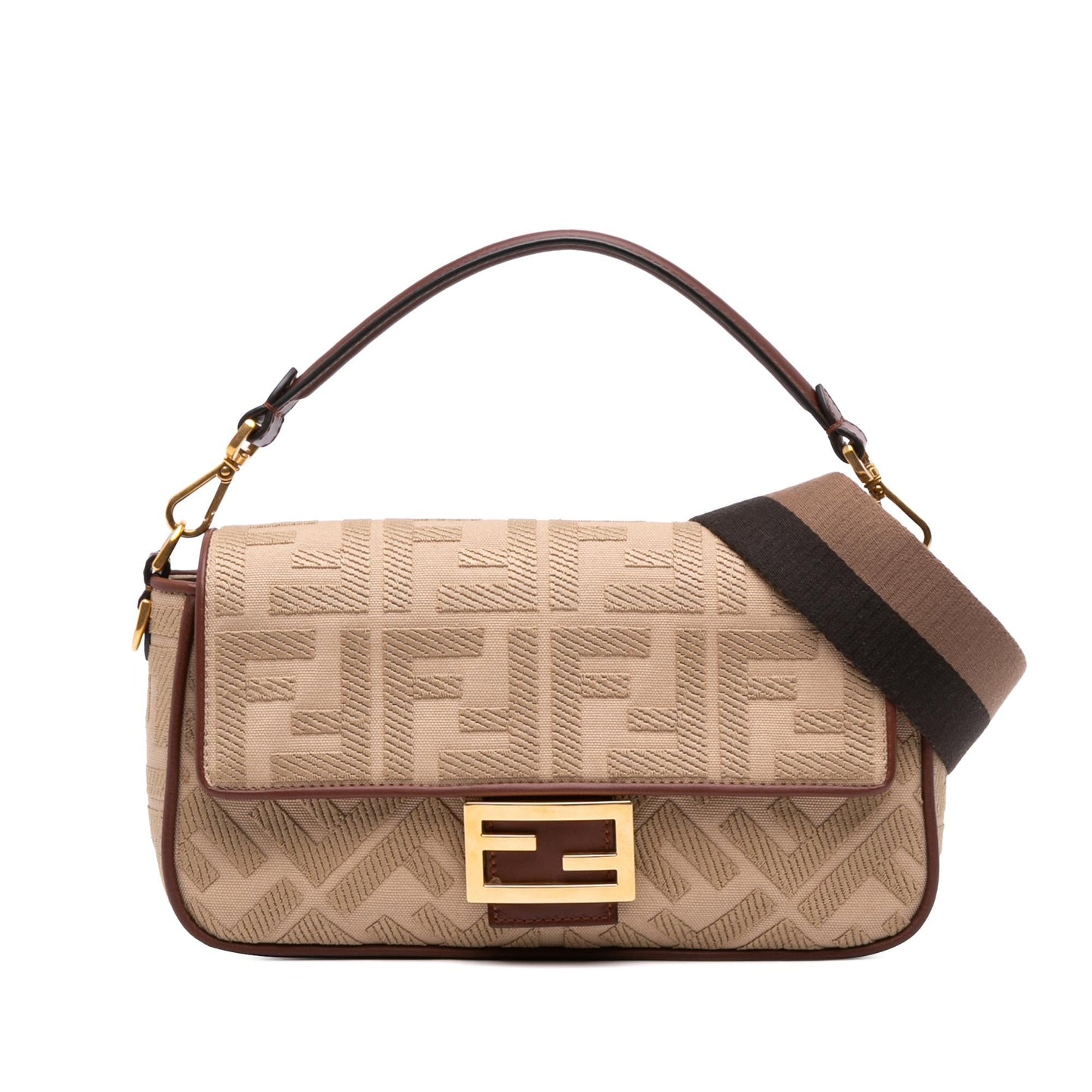 Fendi Zucca Baguette Satchel Canvas Embroidered Satchel Bag Baguette Satchel 15
