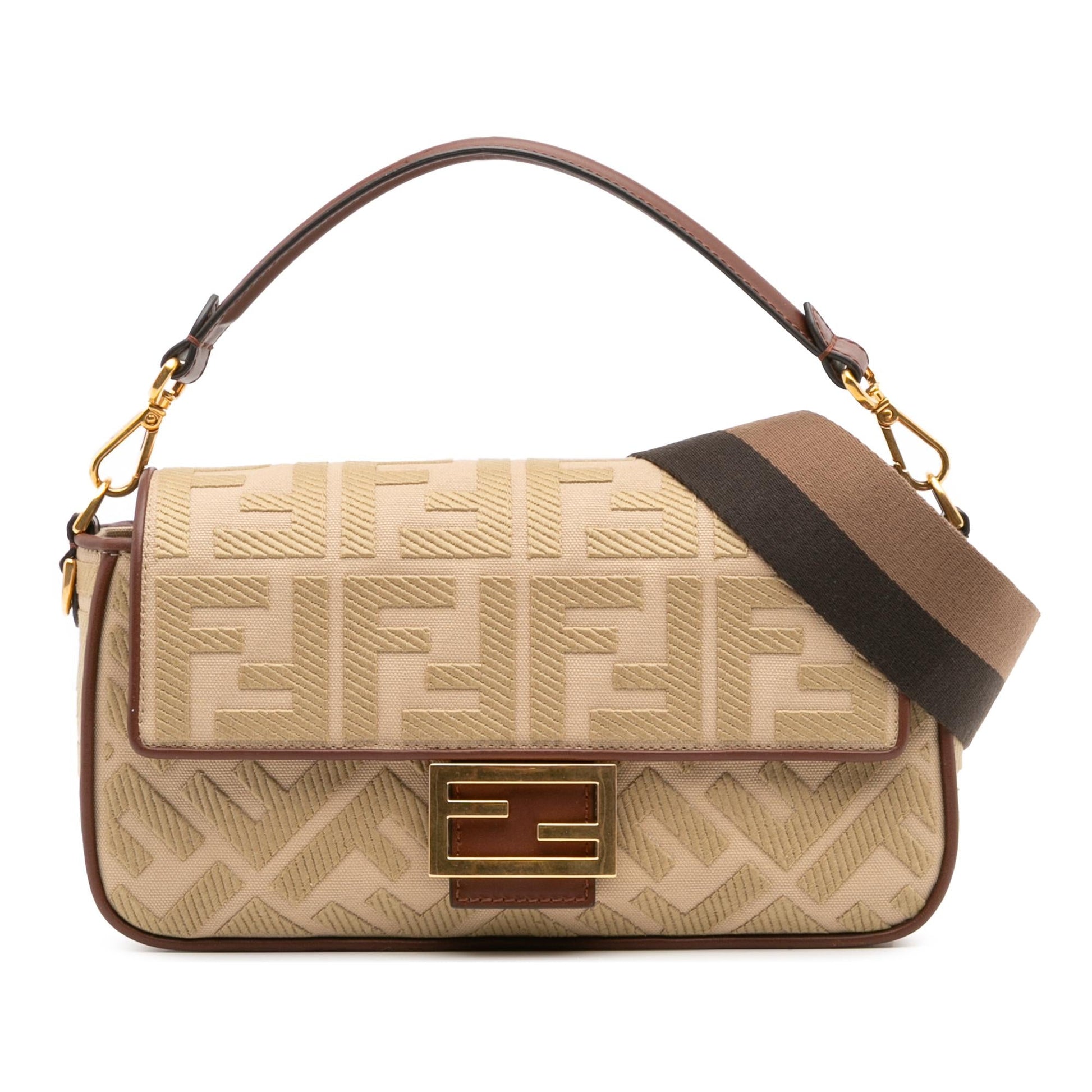Fendi Zucca Baguette Satchel Canvas Embroidered Satchel Bag Baguette Satchel 18