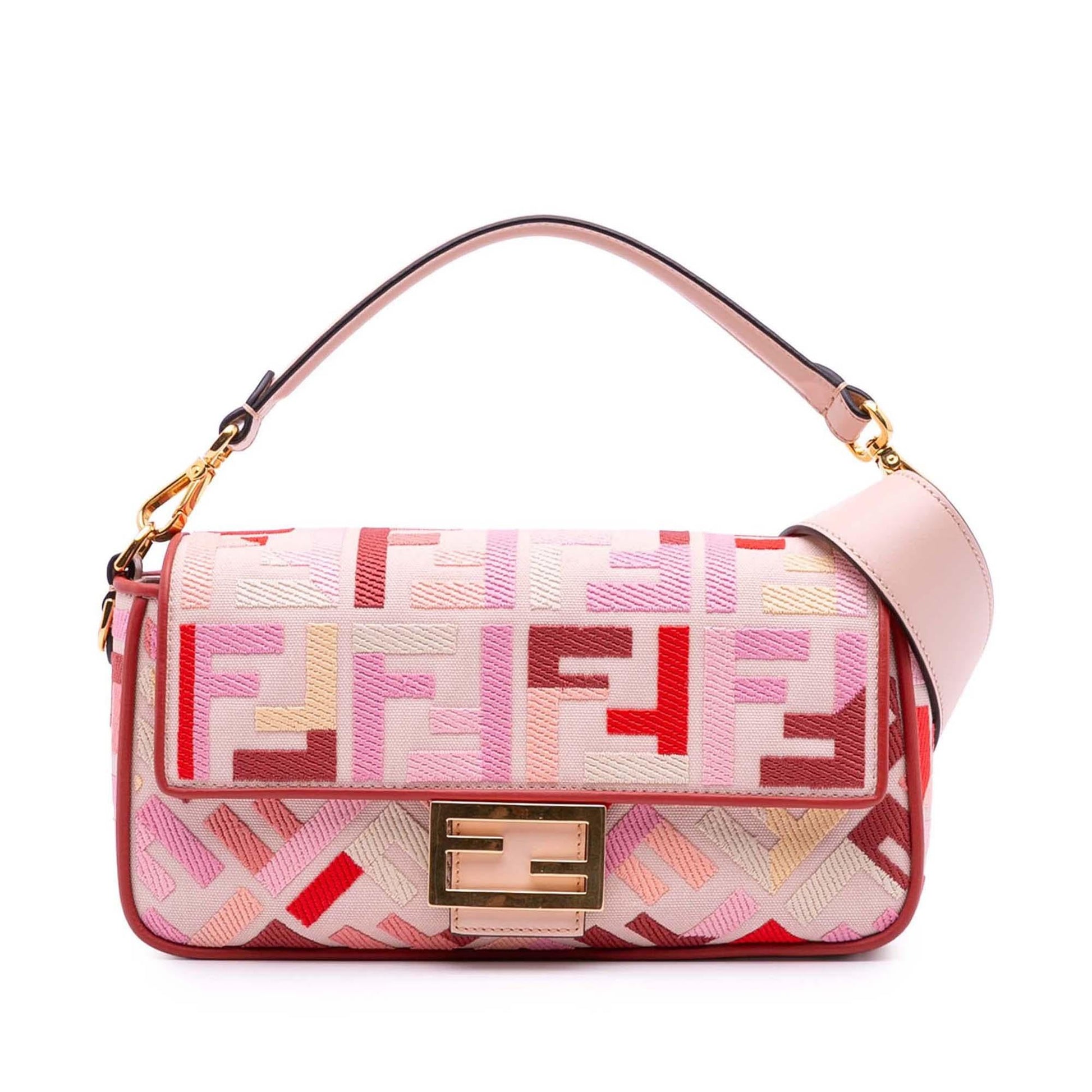 Fendi Zucca Baguette Satchel Canvas Embroidered Satchel Bag Baguette Satchel 20