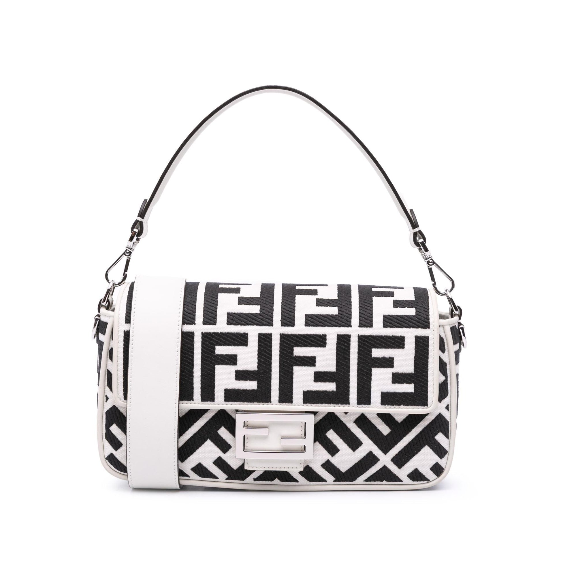 Fendi Zucca Baguette Satchel Canvas Embroidered Satchel Bag Baguette Satchel 19