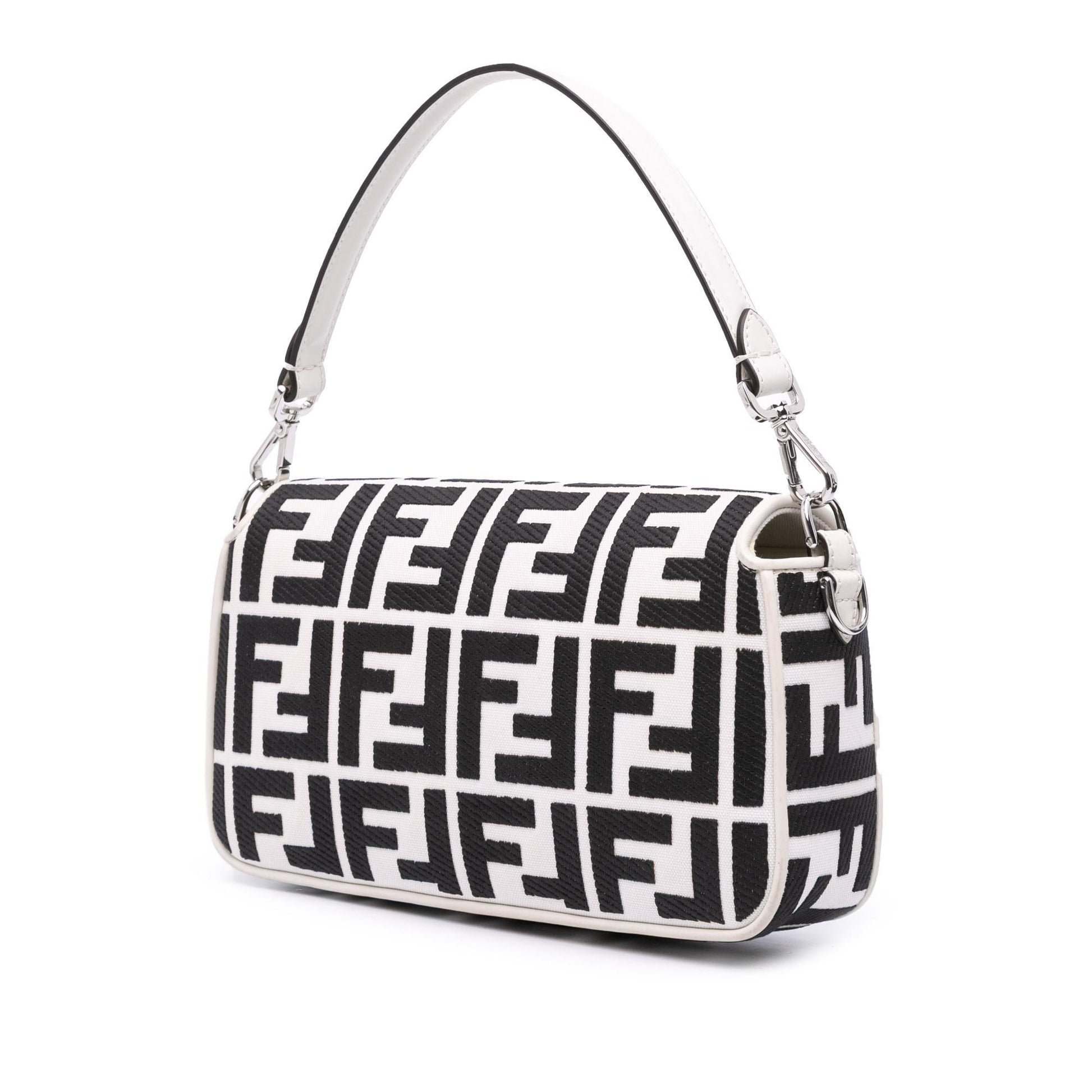 Fendi Zucca Baguette Satchel Canvas Embroidered Satchel Bag Baguette Satchel 19